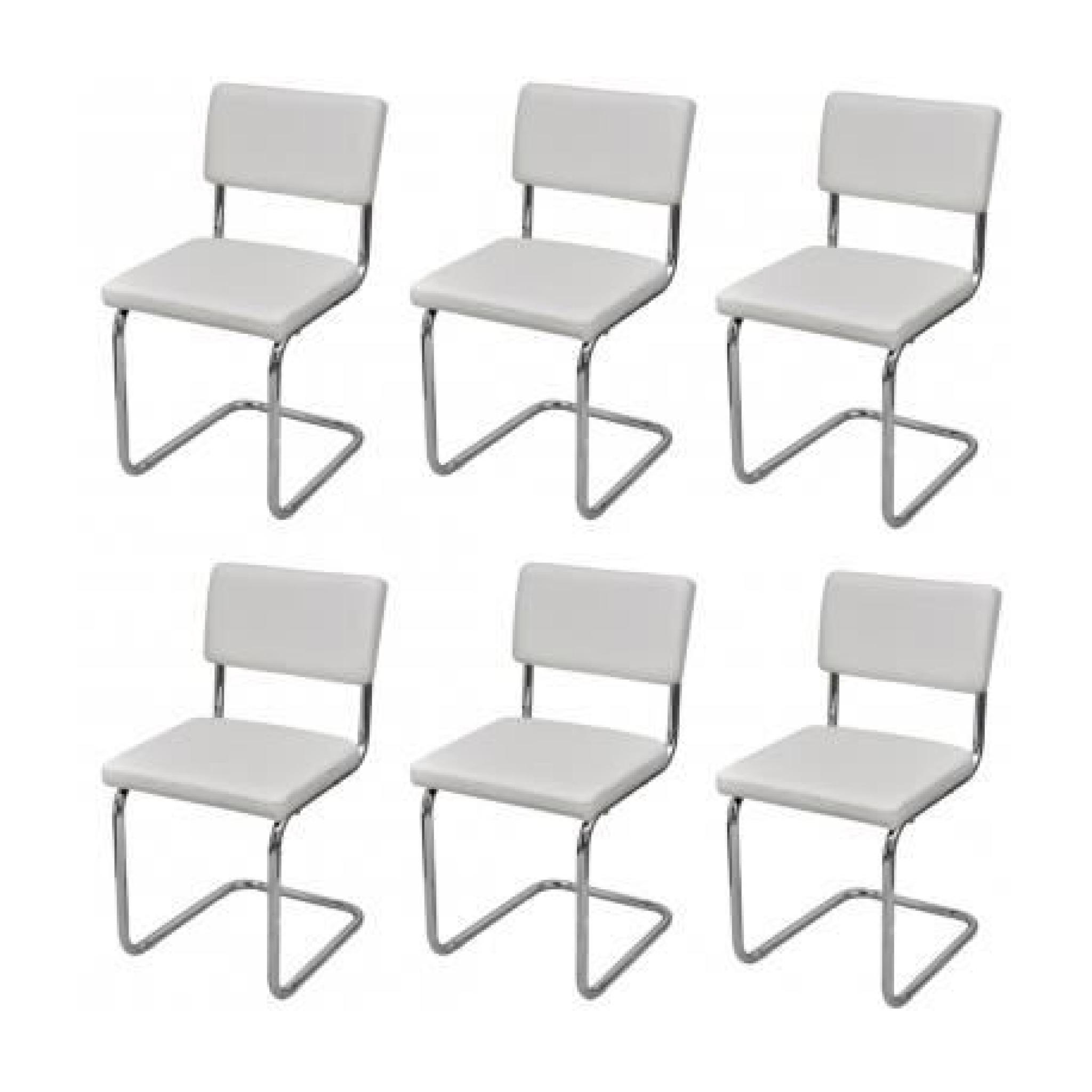 Set de 6 Chaises de salon Design et Moderne en PU Blanc Stylashop pas cher