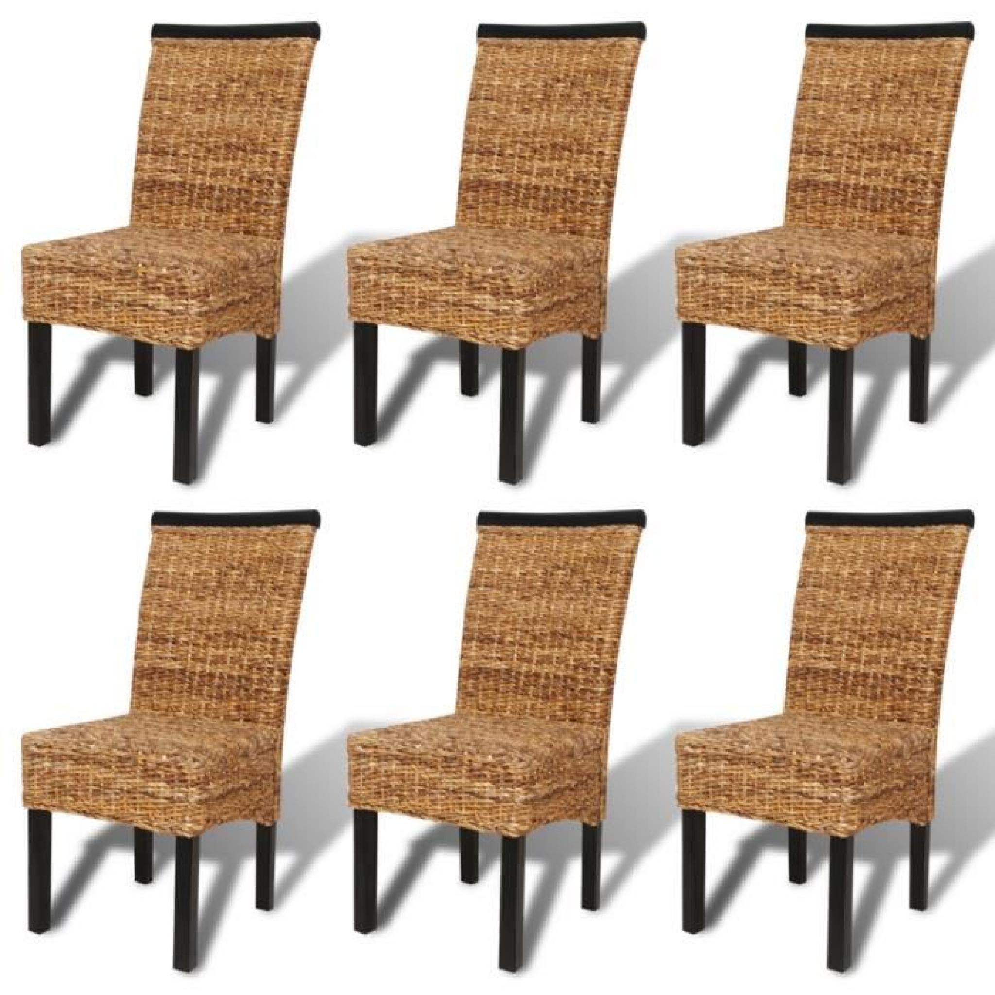 Set de 6 chaises en abaca Brun Tissées à la main pas cher