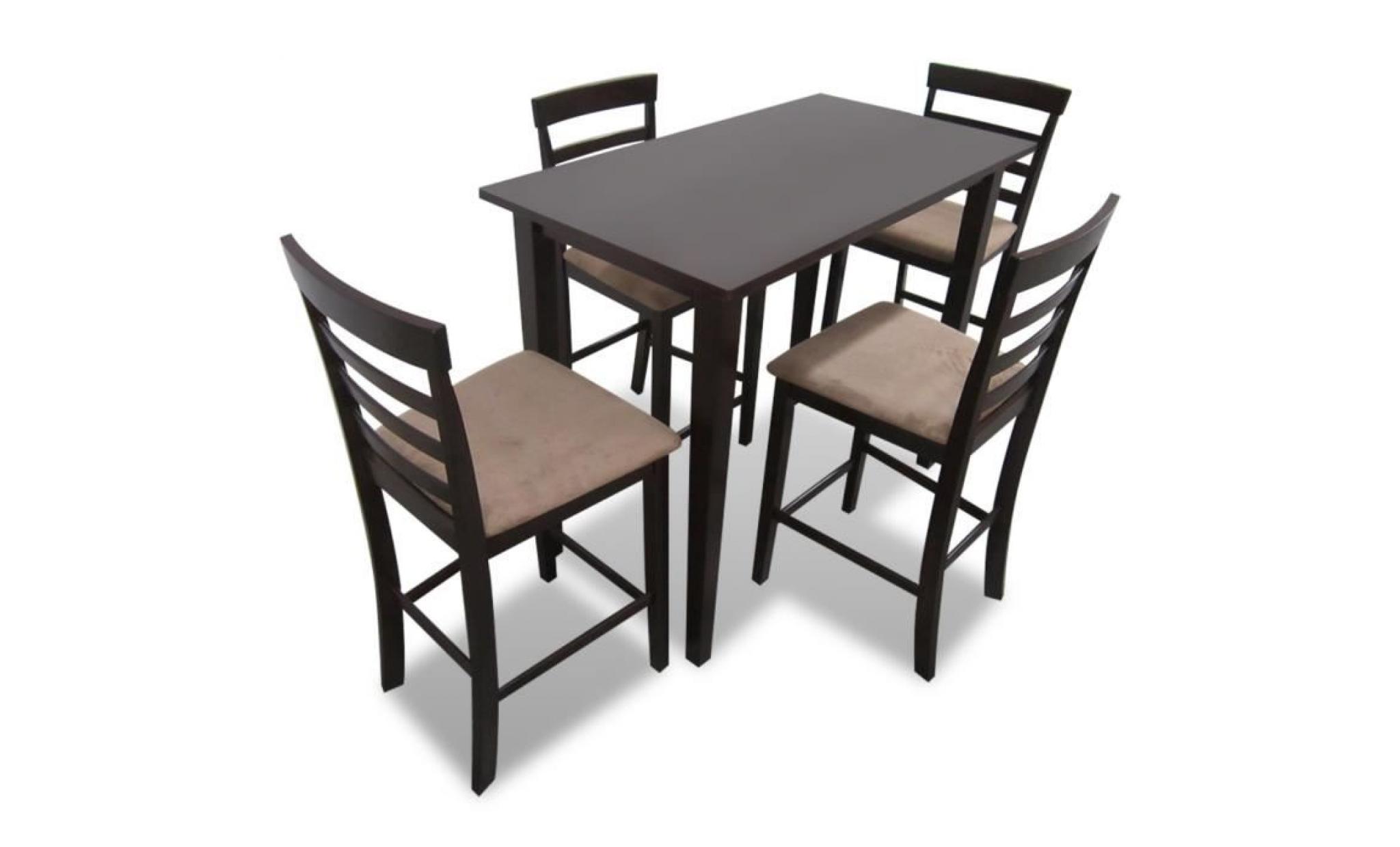 set table et 4 chaises de bar en bois coloris marron pas cher