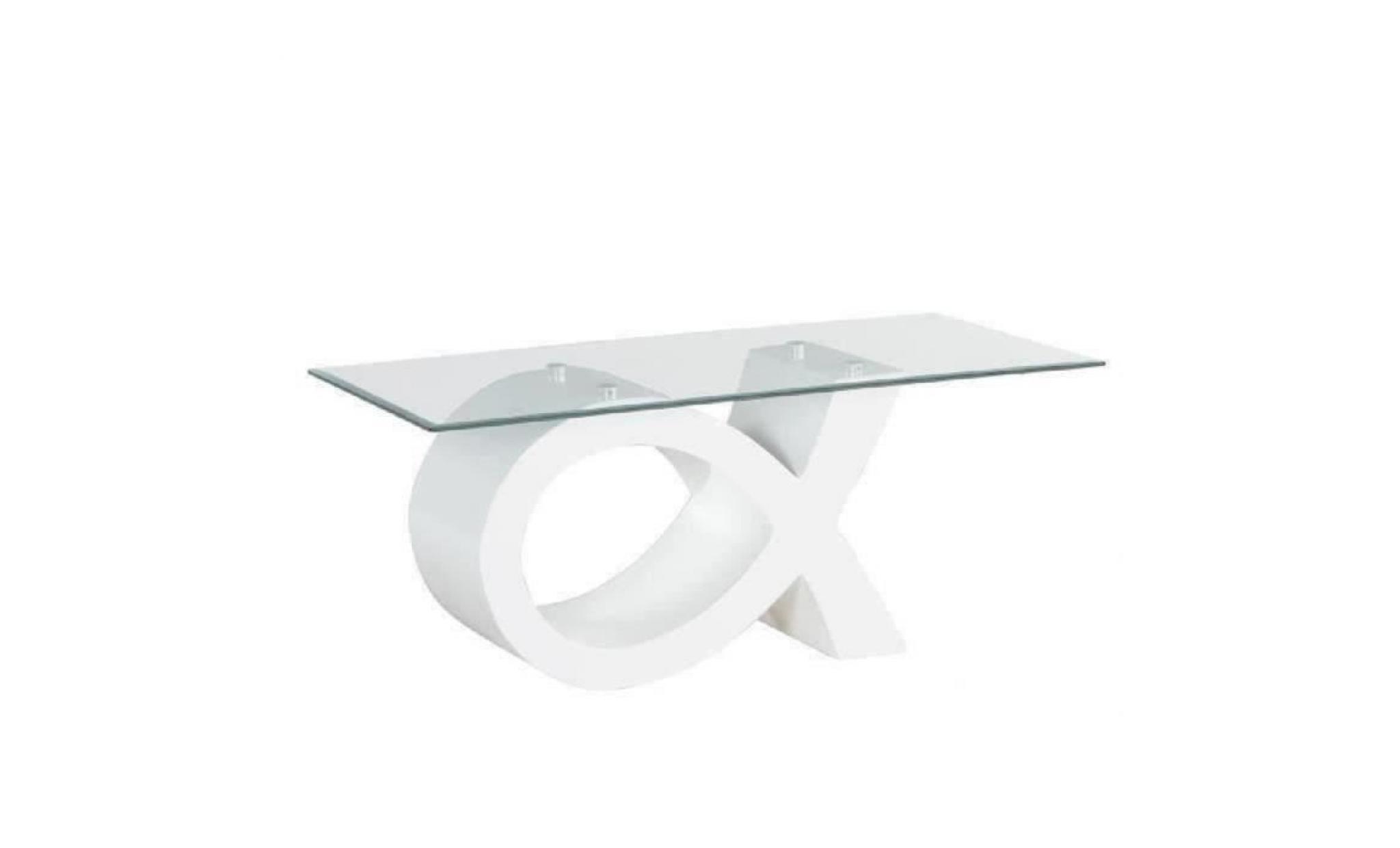 sharon table basse en verre contemporain laqué blanc brillant 110x55cm pas cher