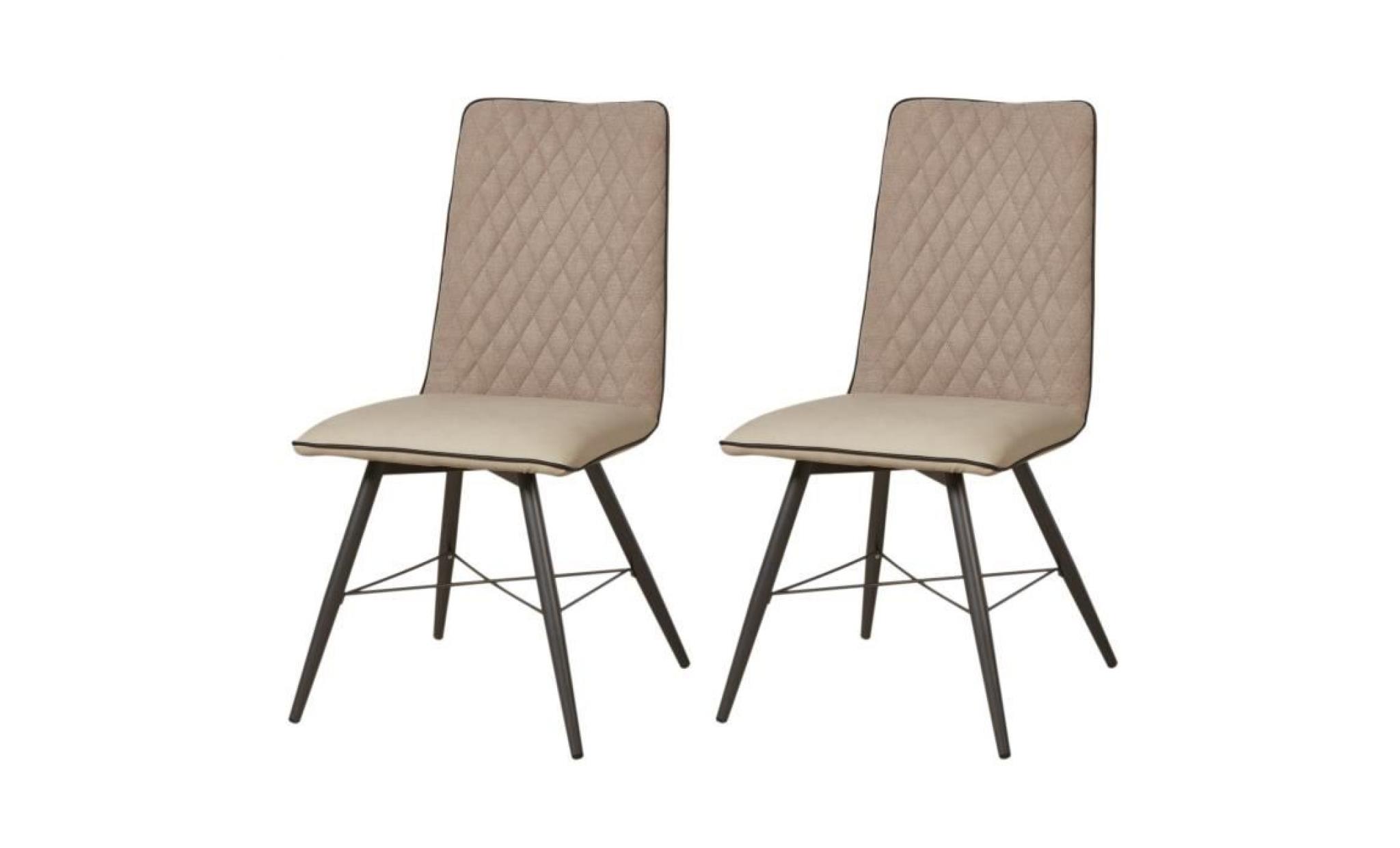 shimone lot de 2 chaises de salle à manger   simili et tissu taupe   style contemporain   l 46 x p 44 cm