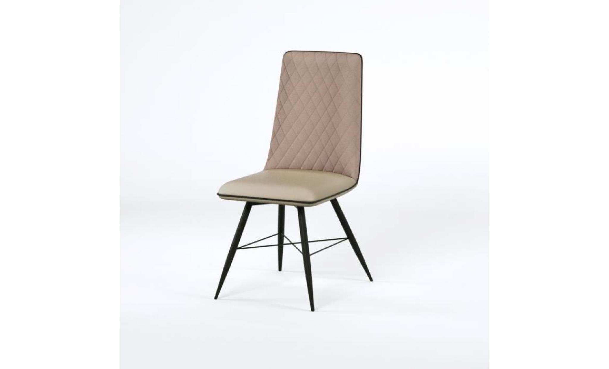shimone lot de 2 chaises de salle à manger   simili et tissu taupe   style contemporain   l 46 x p 44 cm pas cher