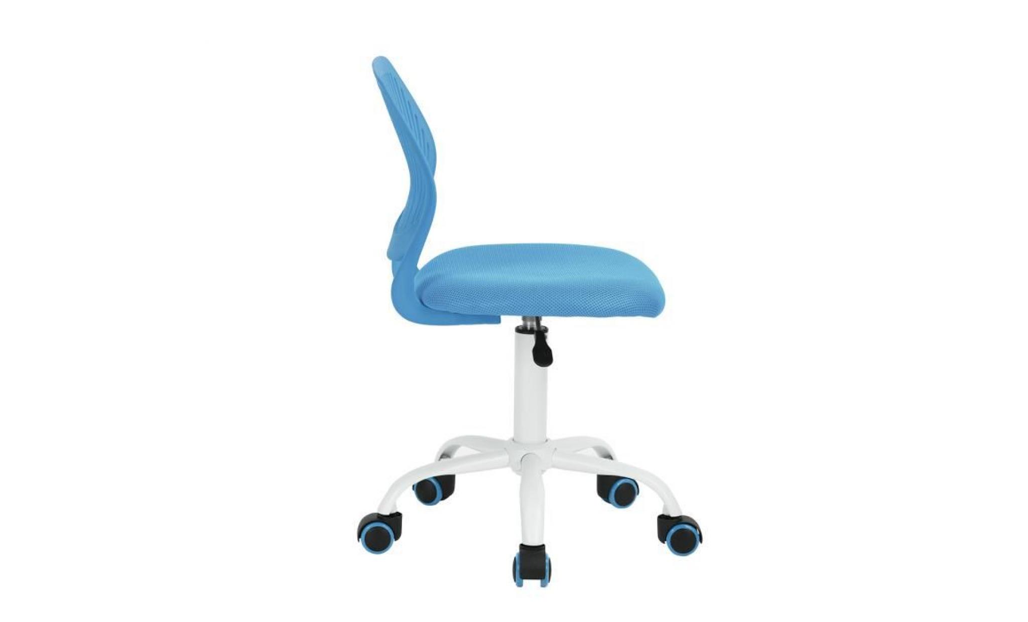 siège chaise de bureau enfant bleu haute réglable en plastique métal eponge réseau à roulettes pas cher