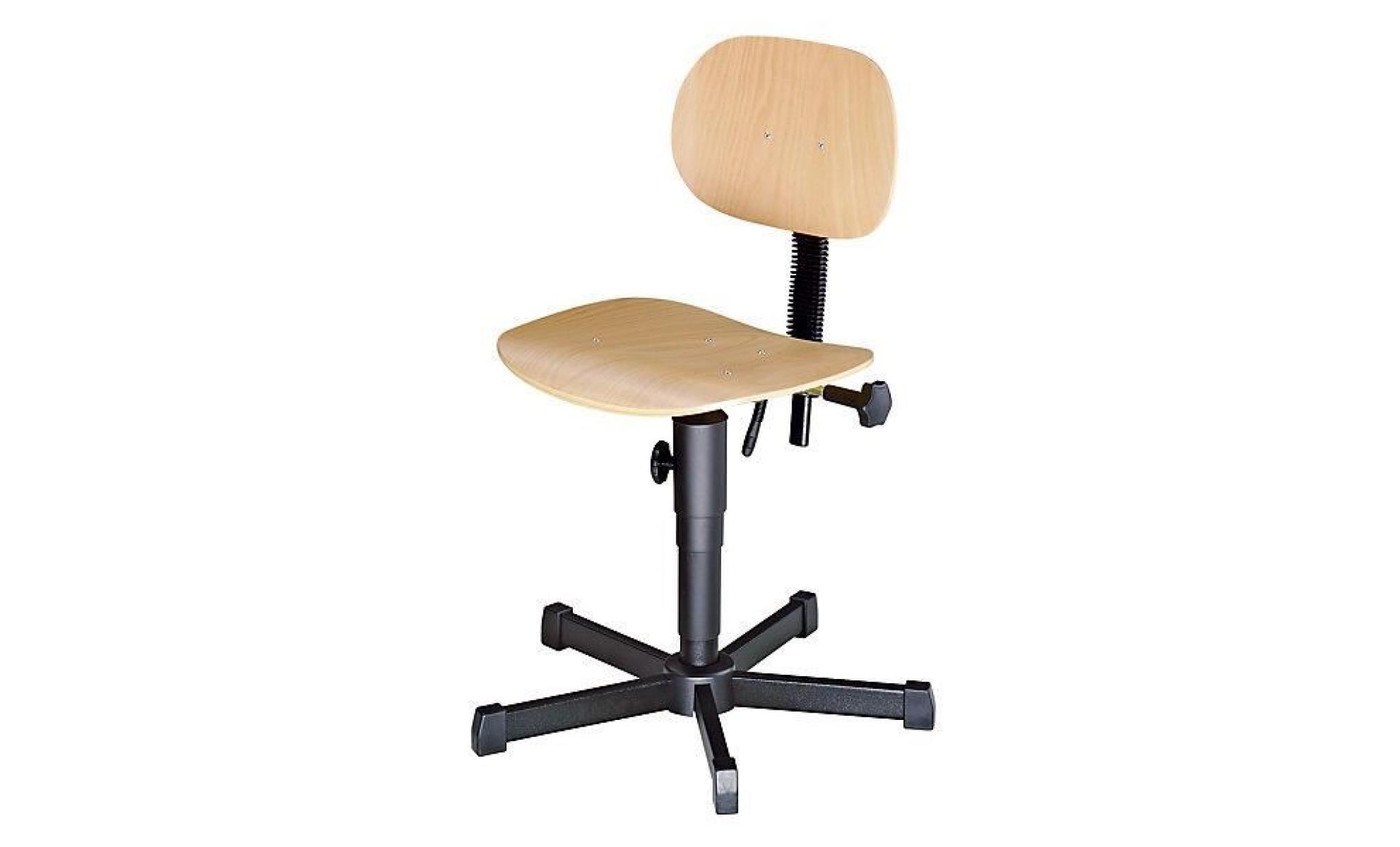 siège d'atelier à assise en bois   avec roulettes hauteur réglable par serrage mécanique de 490 à 610 mm   chaise chaise de travail
