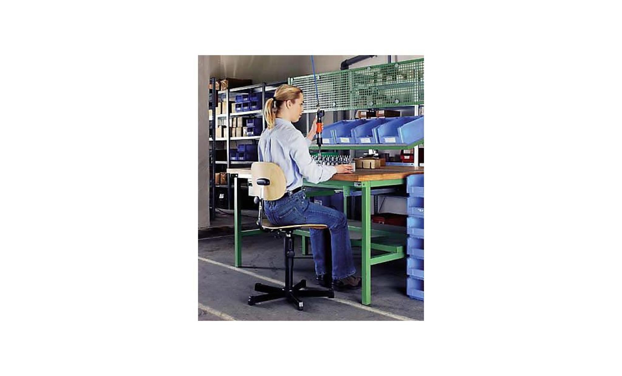 siège d'atelier à assise en bois   avec roulettes hauteur réglable par serrage mécanique de 490 à 610 mm   chaise chaise de travail pas cher
