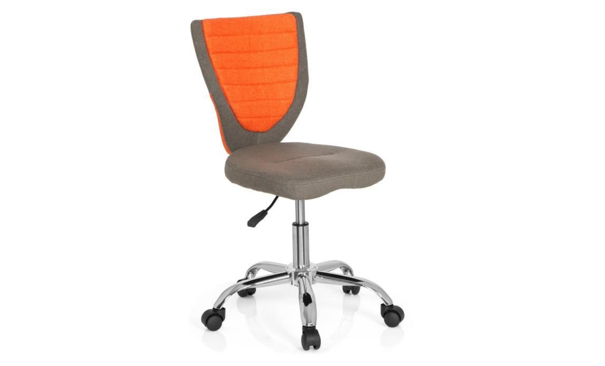 siège de bureau enfant / siège pivotant kiddy comfort tissu gris/orange hjh office