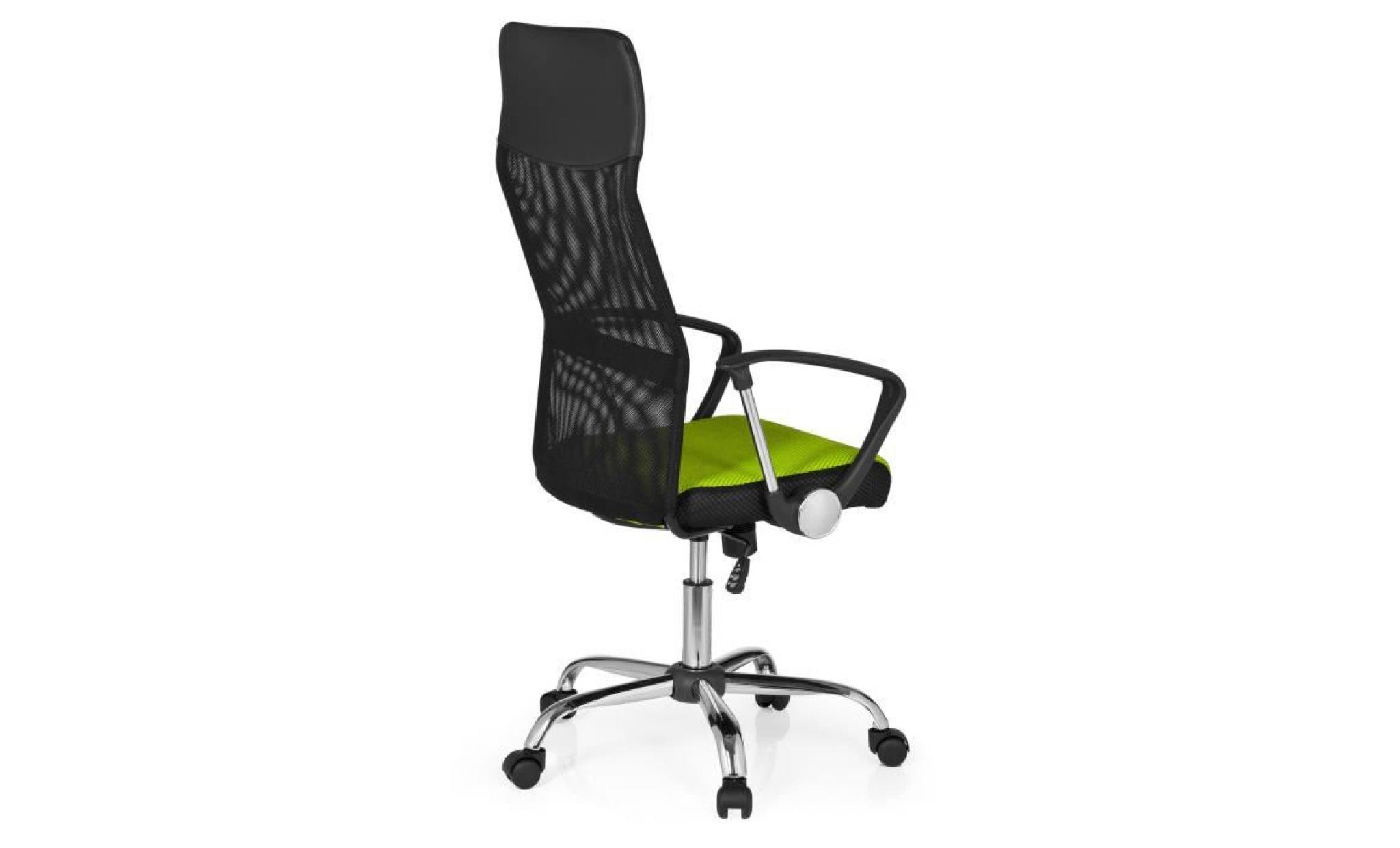siège de bureau / fauteuil de direction orion net tissu maille vert/noir chrome hjh office pas cher