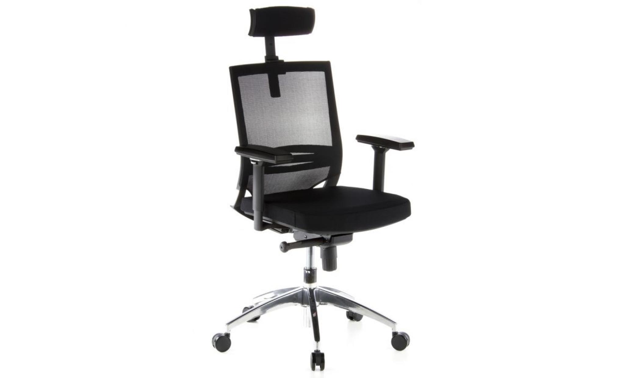 siège de bureau / fauteuil de direction porto max, assise tissu / dossier maille, noir