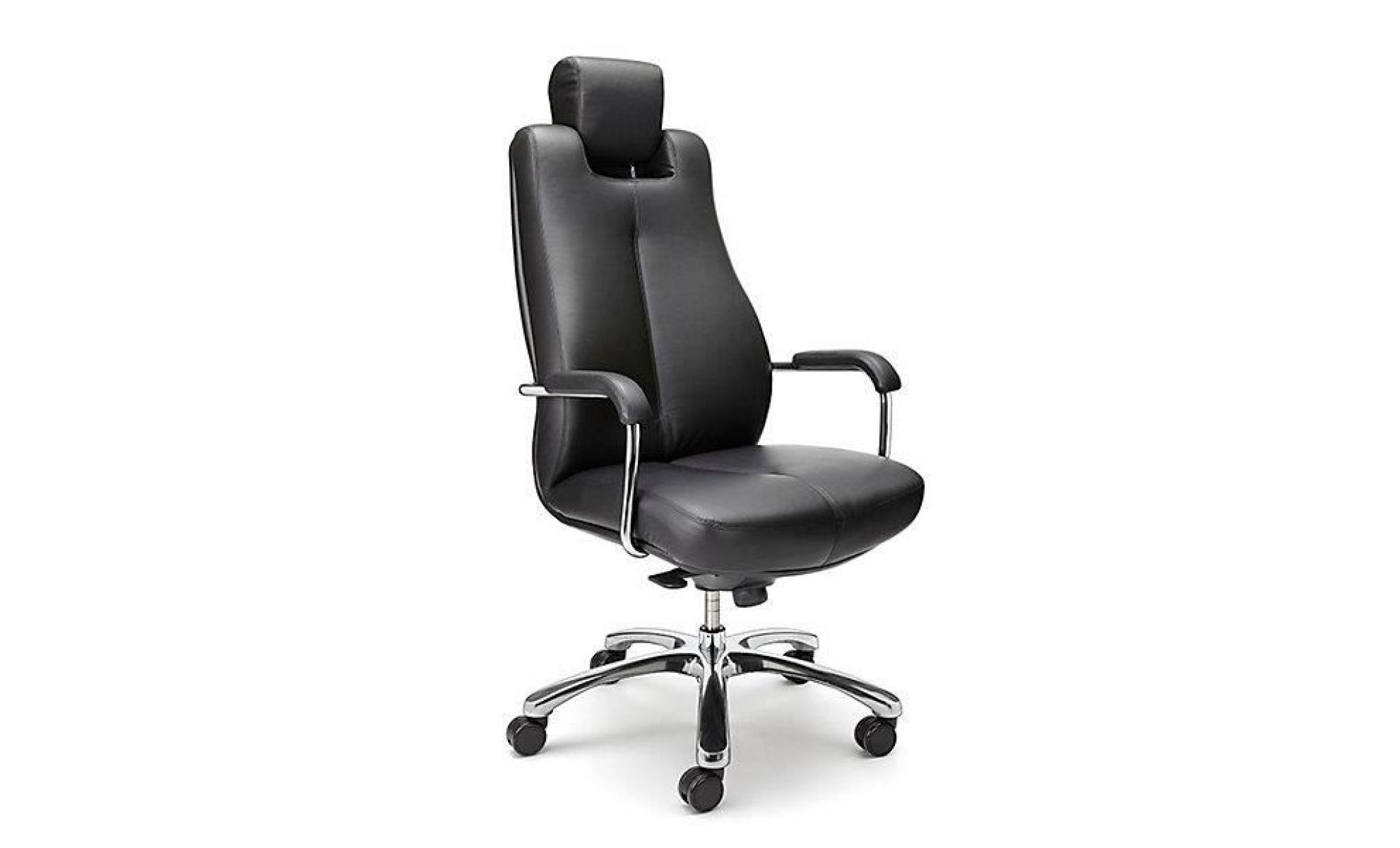 siège de bureau pivotant   fauteuil de bureau, cuir souple noir, appuie tête fixe   chaise chaise de bureau chaises chaises de