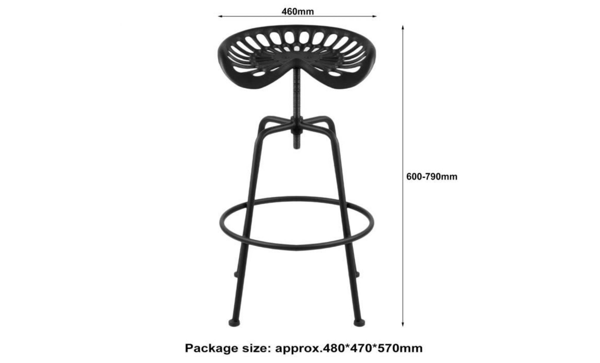 siège de tracteur tractor chaise tabouret hauteur réglable design industriel bar   noir pas cher