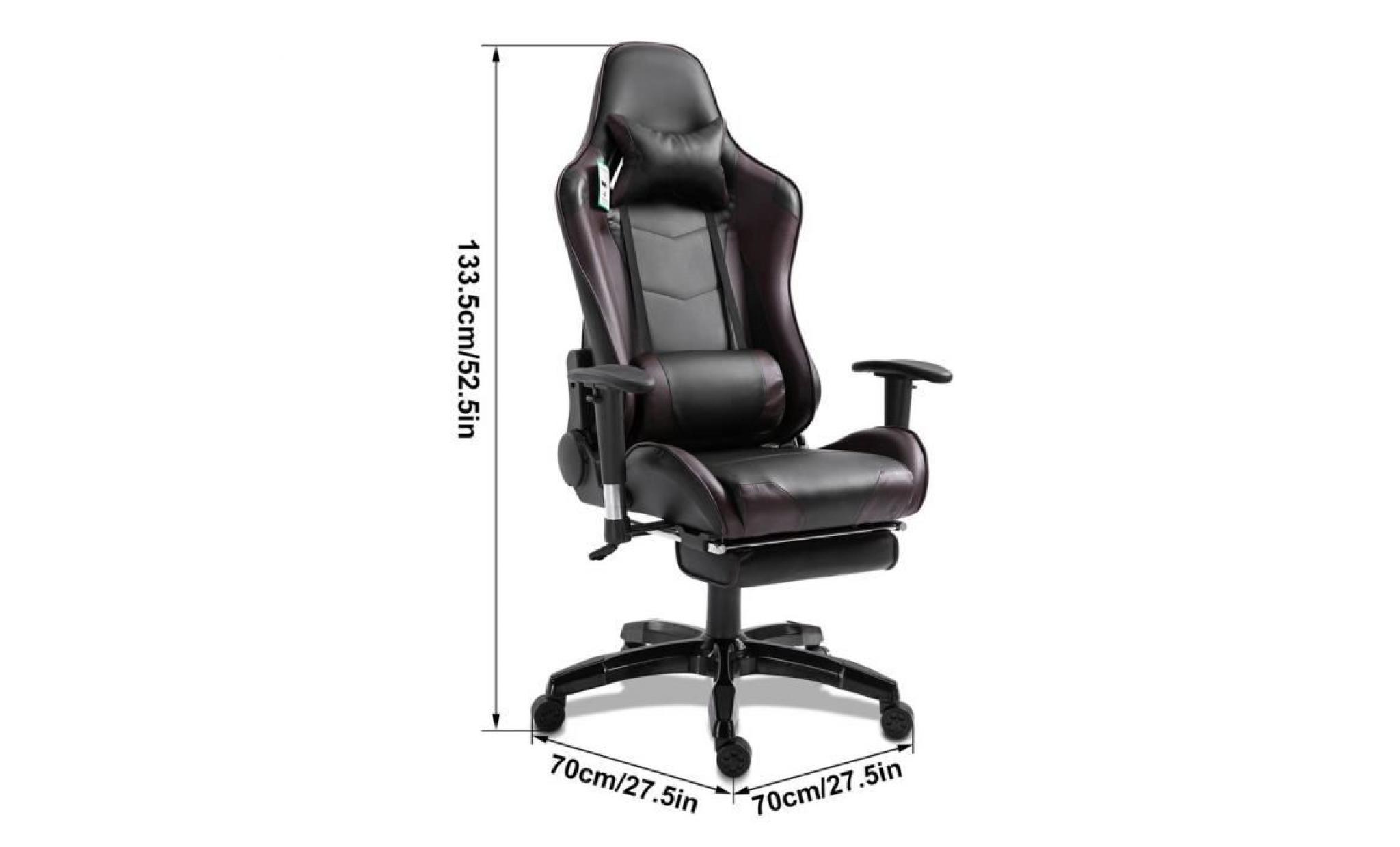 siège gaming chaise fauteuil de bureau avec repose pieds marron pas cher