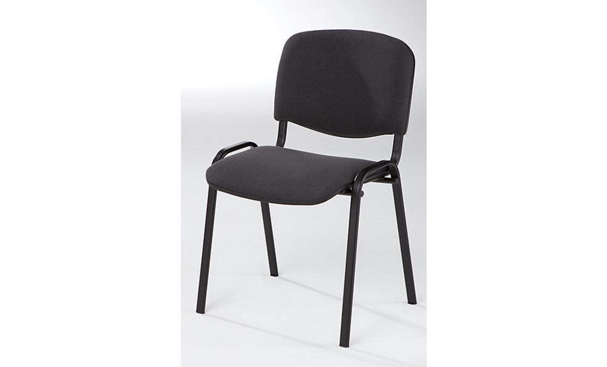 siège visiteur empilable   dossier rembourré, piétement chromé habillage gris, lot de 4   chaise chaise empilable chaise empilable pas cher