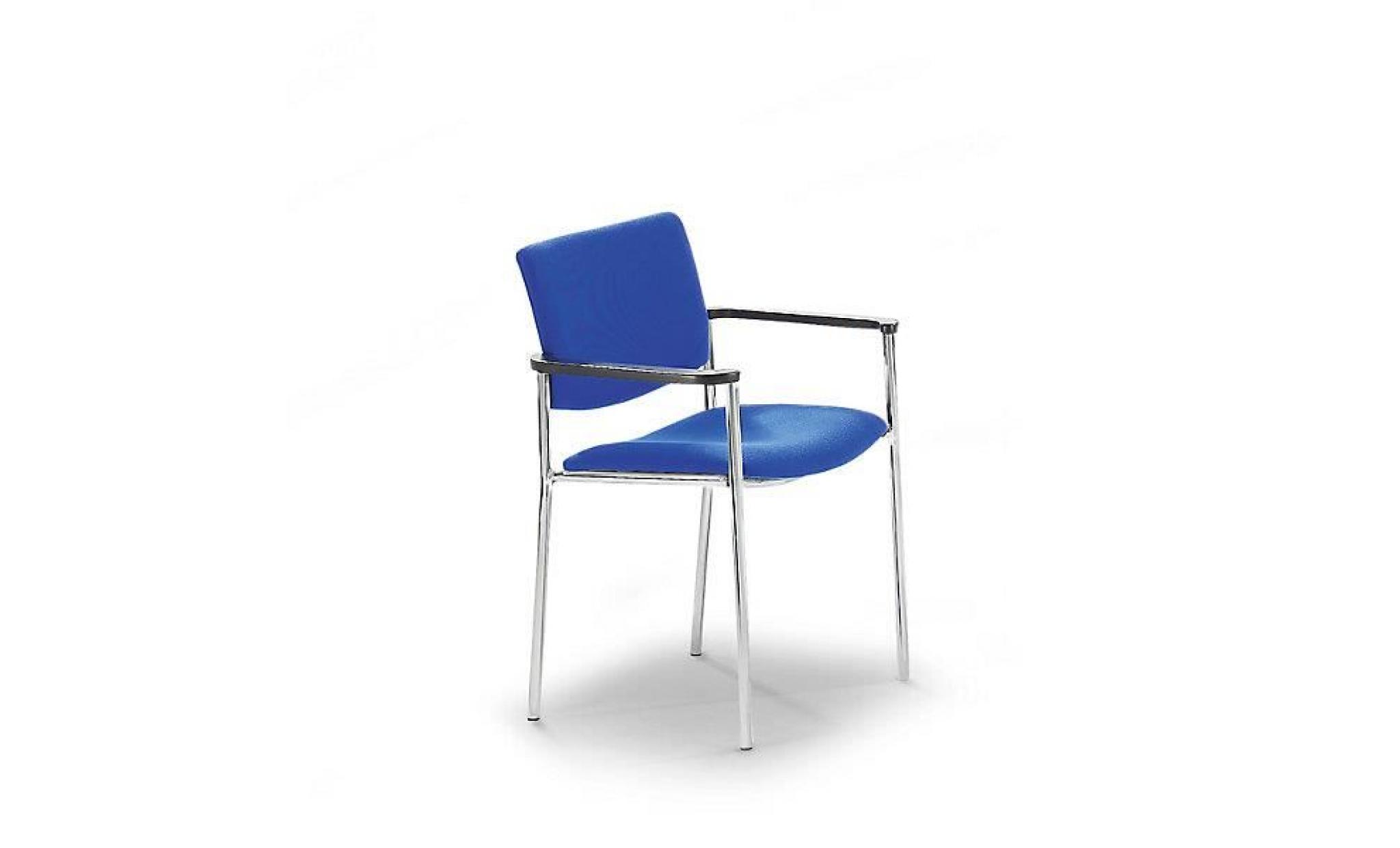 siège visiteur rembourré à patins en plastique   piétement chromé habillage bleu   chaise de conférence chaise de réunion chaise