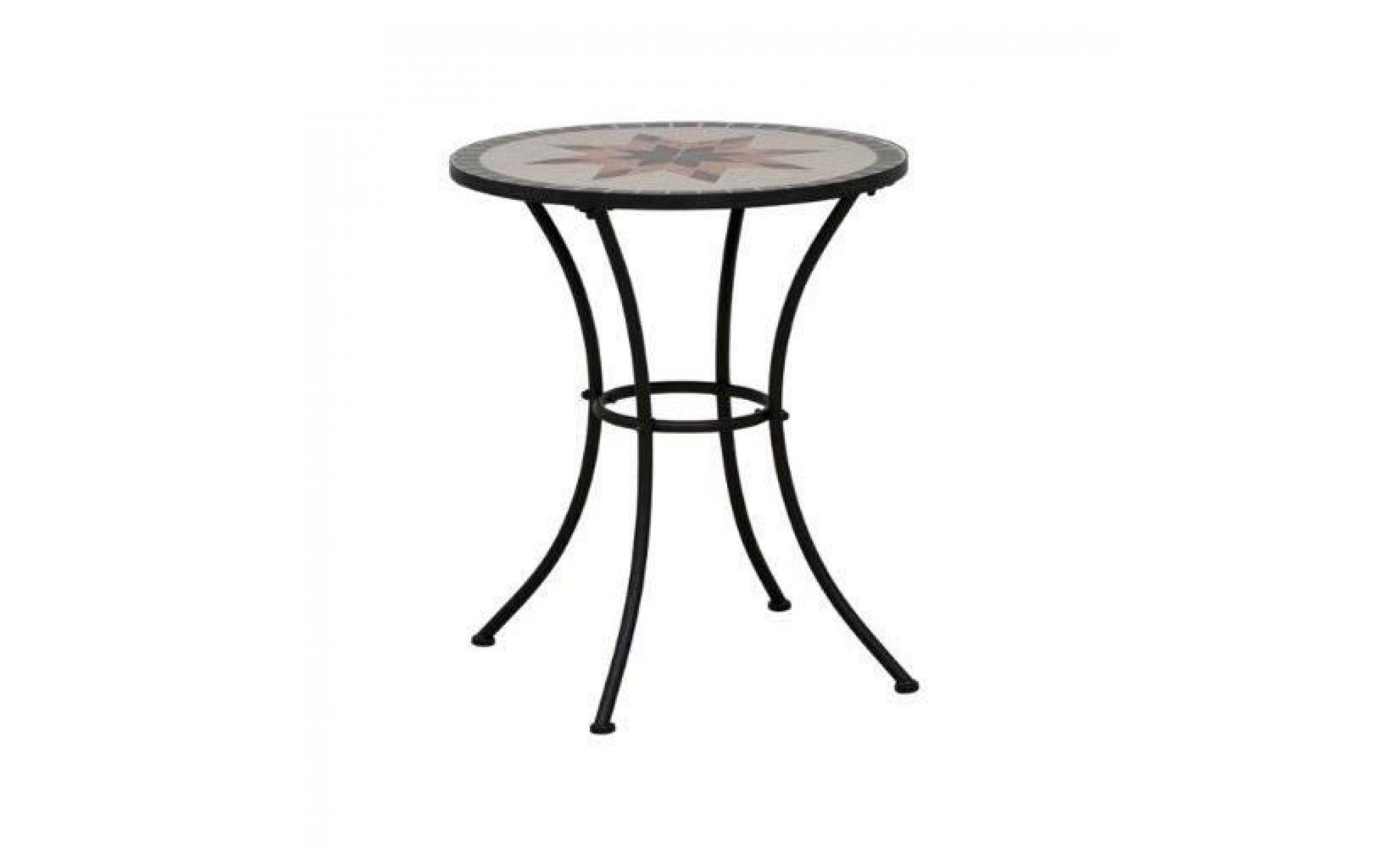 Siena Garden 875342 Stella Table Acier Noir/Aspect Mosaïque 60 cm…