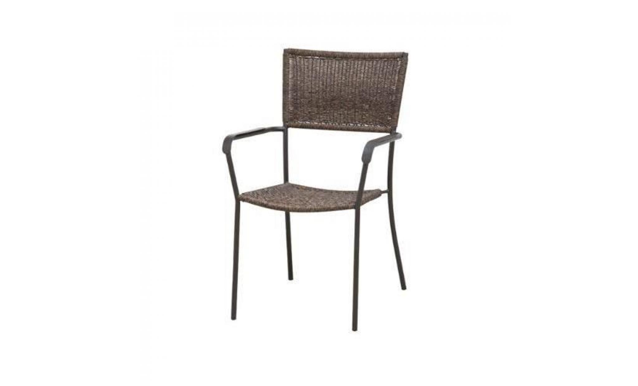 siena garden 915062 lund fauteuil empilable acier anthracite/moka…