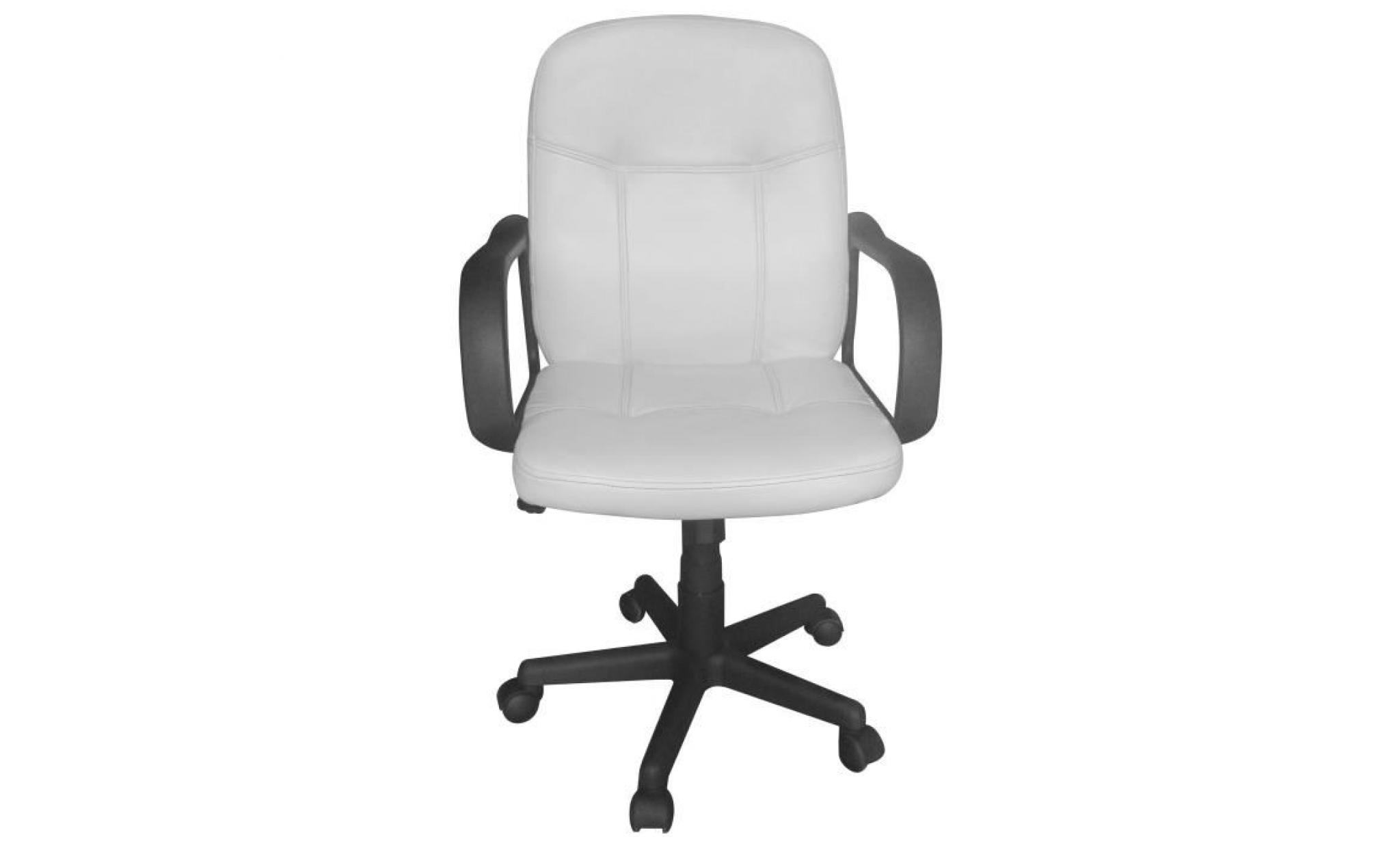silla fauteuil de bureau   simili blanc   contemporain   l 58 x p 46 cm