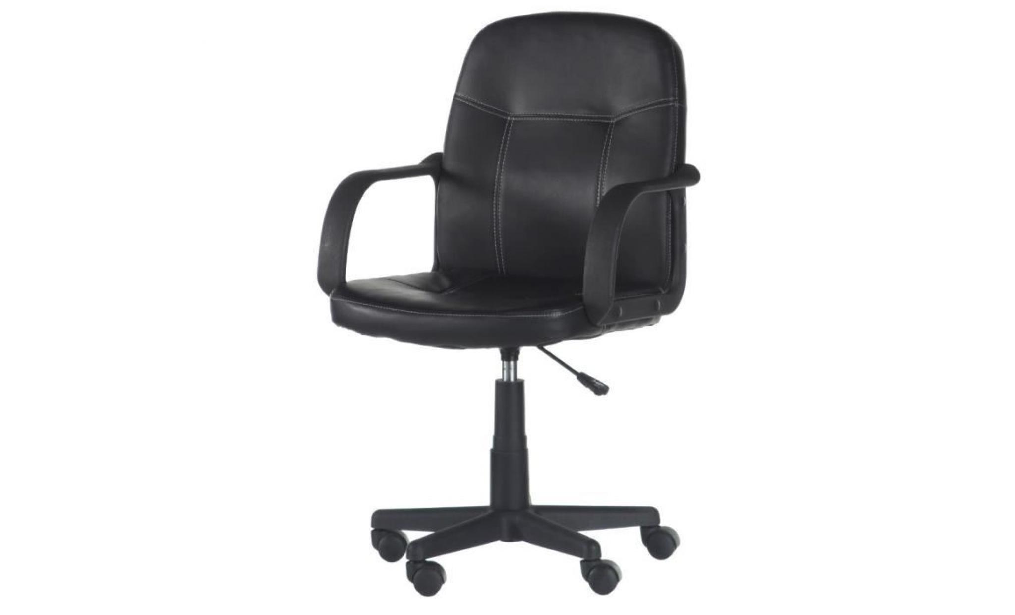 silla fauteuil de bureau   simili noir   contemporain   l 63 x p 58 cm