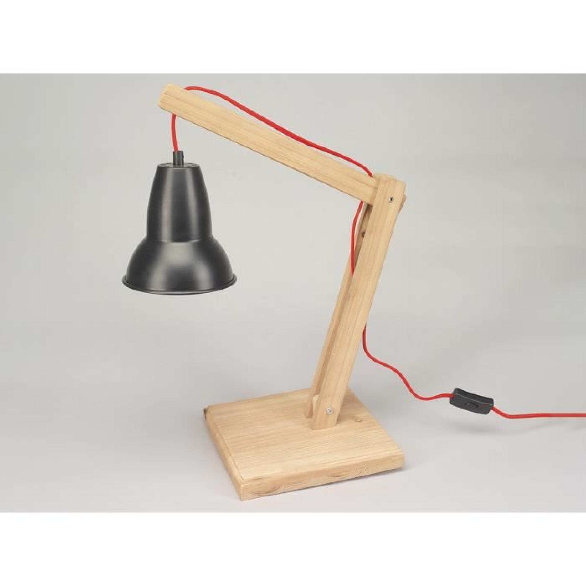 Simla - Lampe d'architecte en bois et métal 