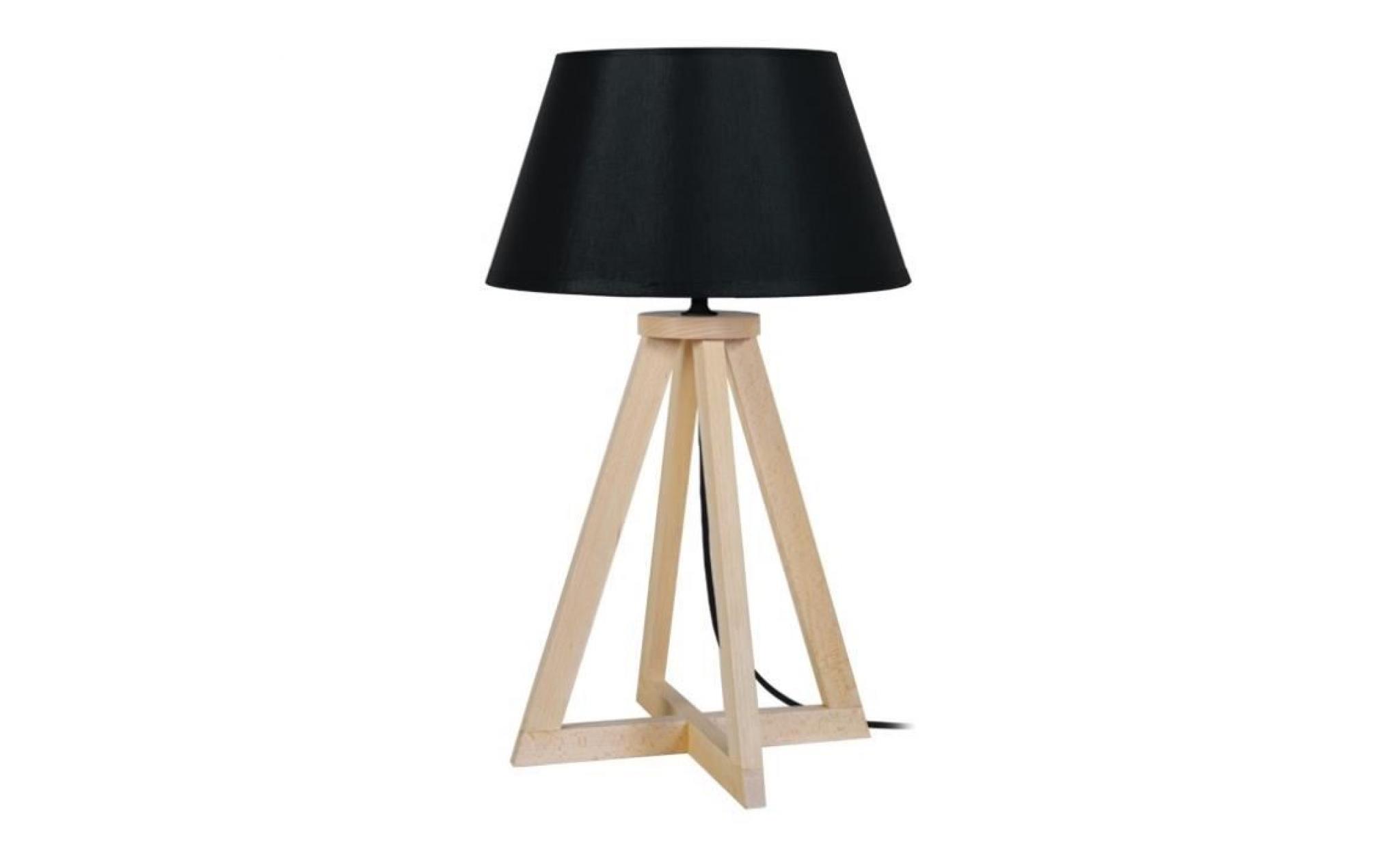 skara lampe à poser en bois   Ø30 xh52 cm   noir   e27 40w