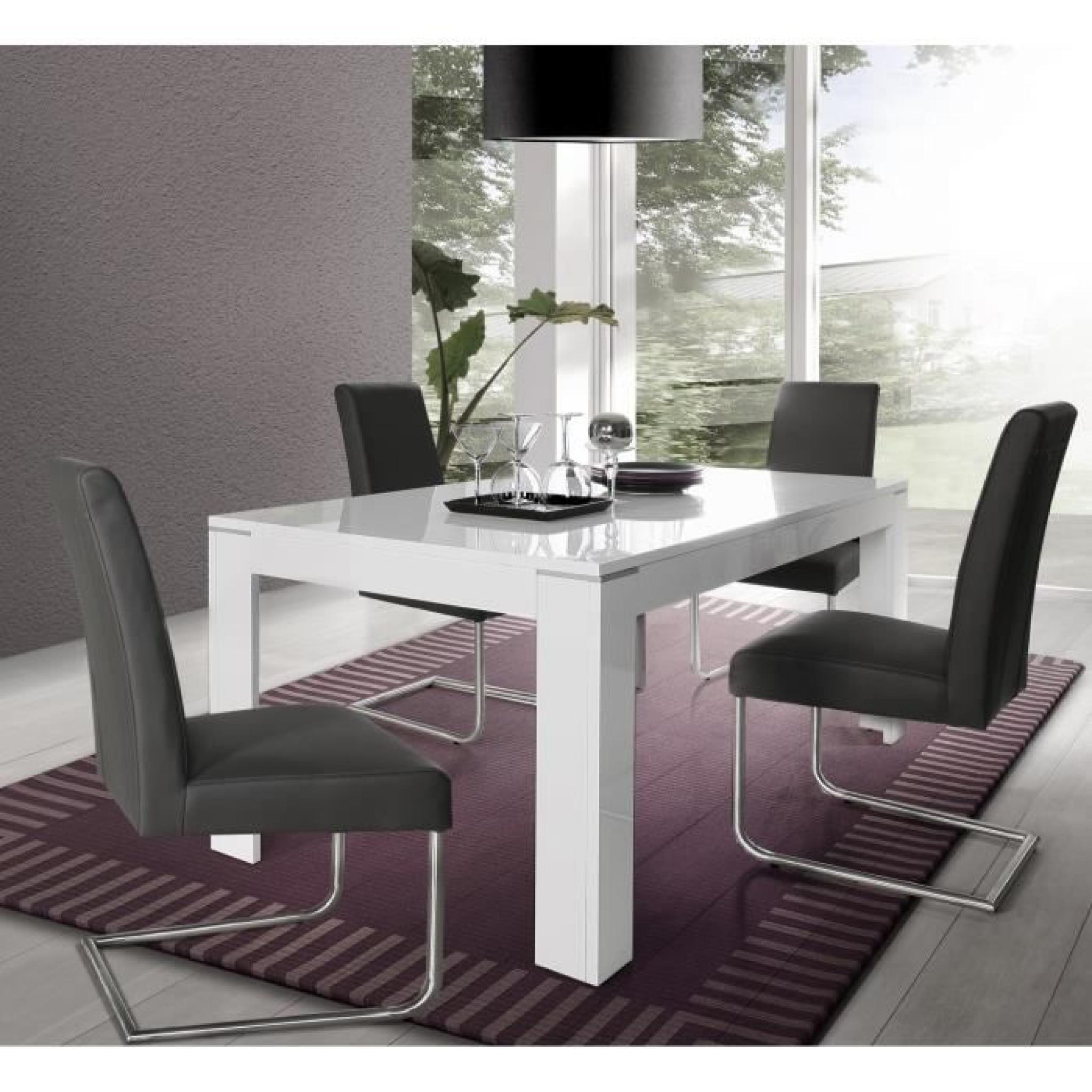 SLATE Table extensible 160/206cm blanc brillant