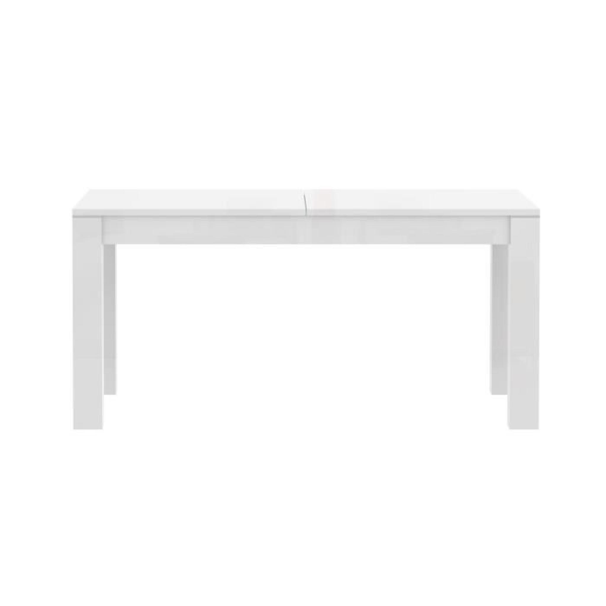 SLATE Table extensible 160/206cm blanc brillant pas cher