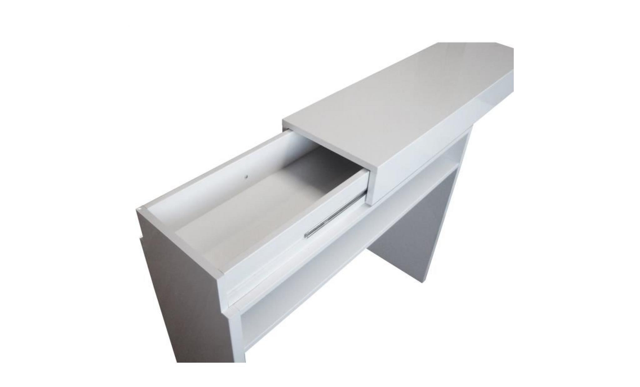 slide console style contemporain blanc brillant   l 93 cm pas cher