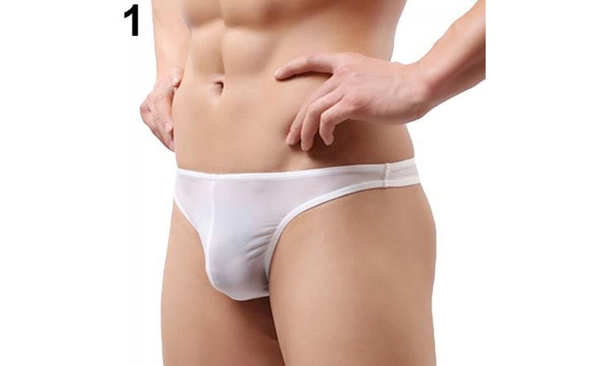 slips sexy pour hommes sous vêtements de couleur unie bulge pouch slip soft blanc xxl