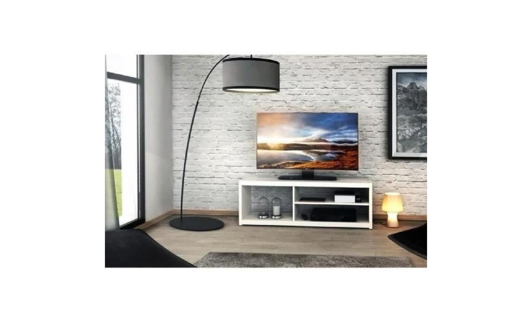 slone meuble tv contemporain blanc   l 125 cm pas cher