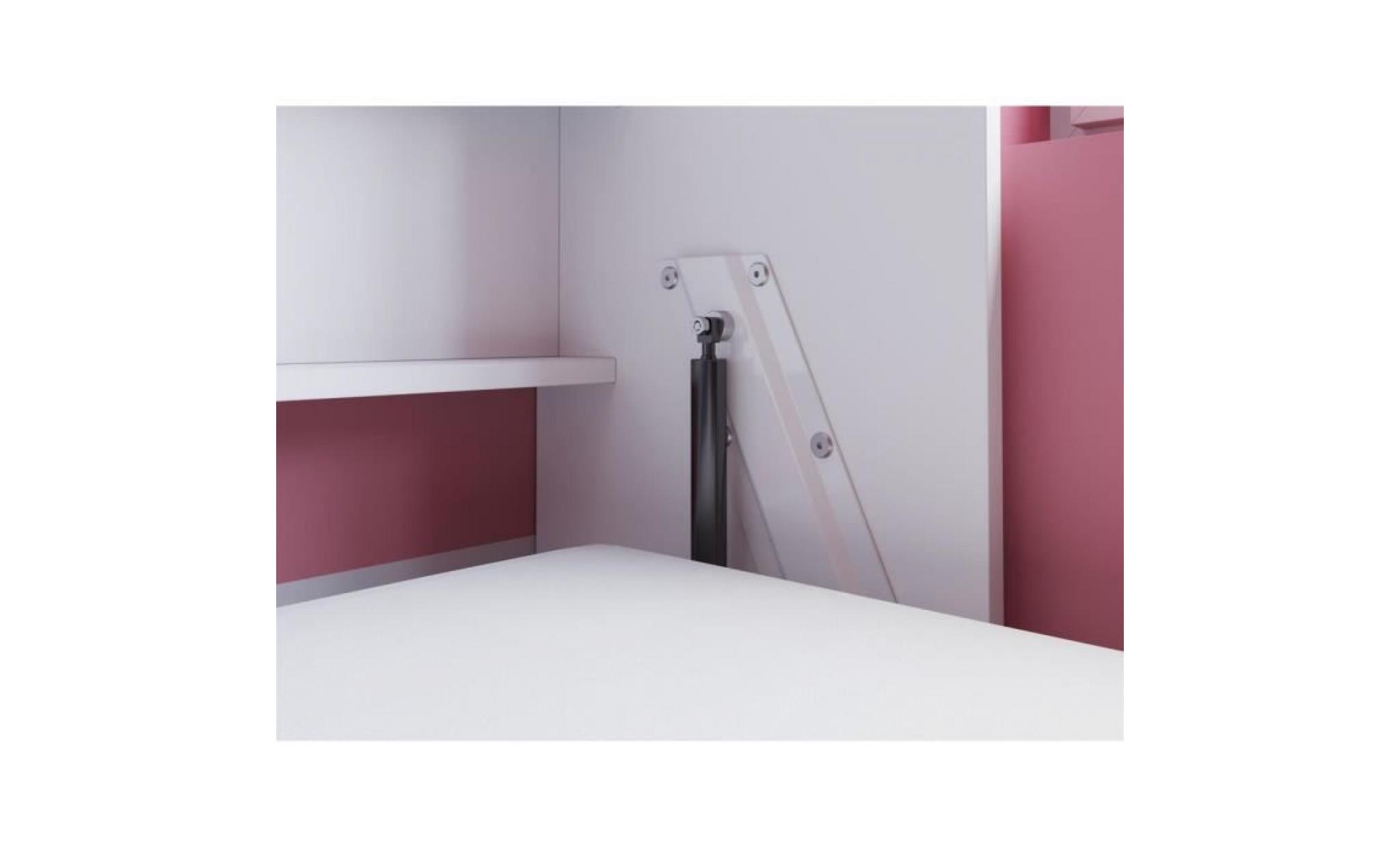 smartbett basic 120x200  horizontal blanc/anthracite brillant avec ressorts à gaz armoire lit escamotable pas cher
