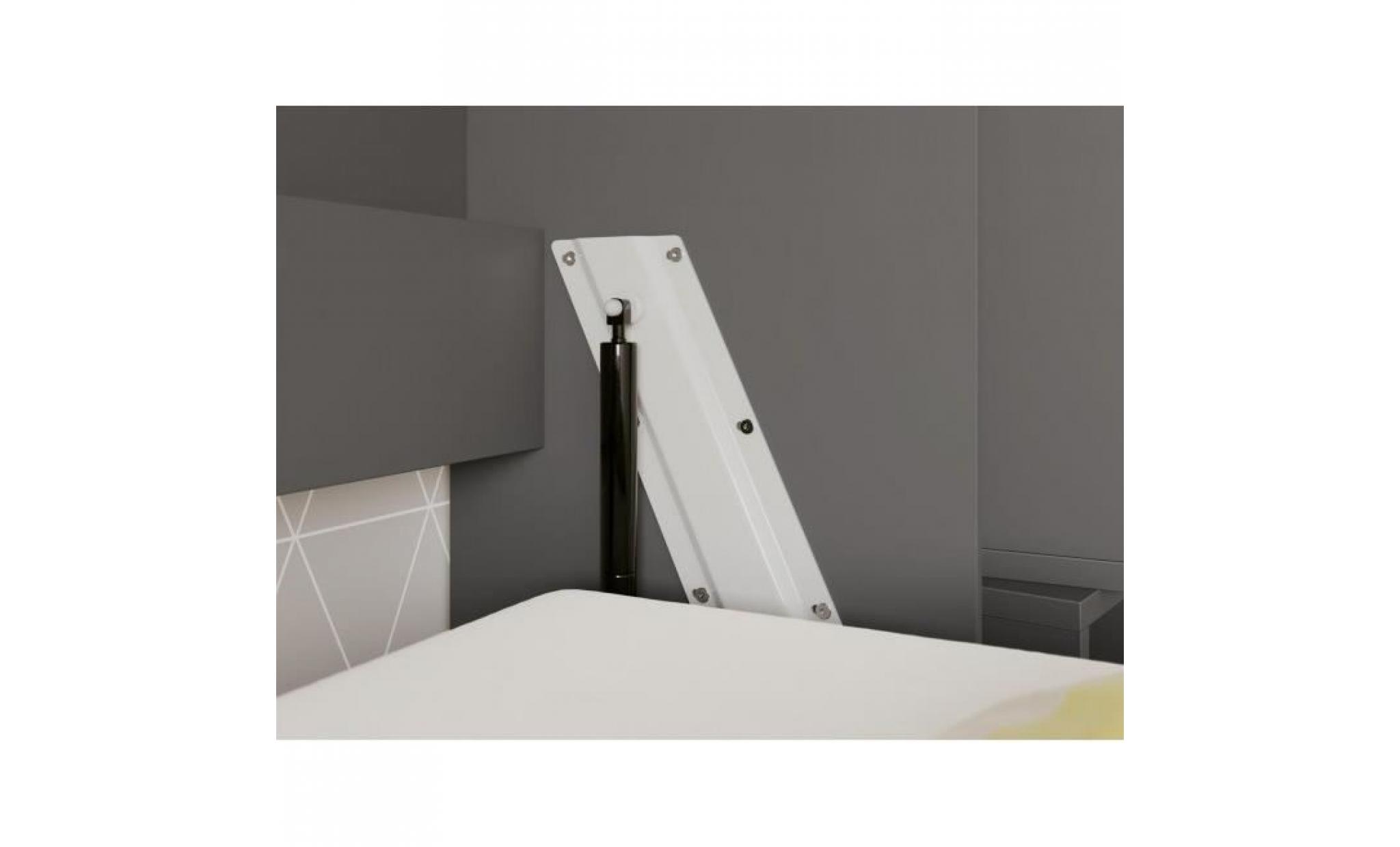 smartbett standard 90x200 horizontal anthracite /blanc devant brillant avec ressorts à gaz armoire lit escamotable pas cher