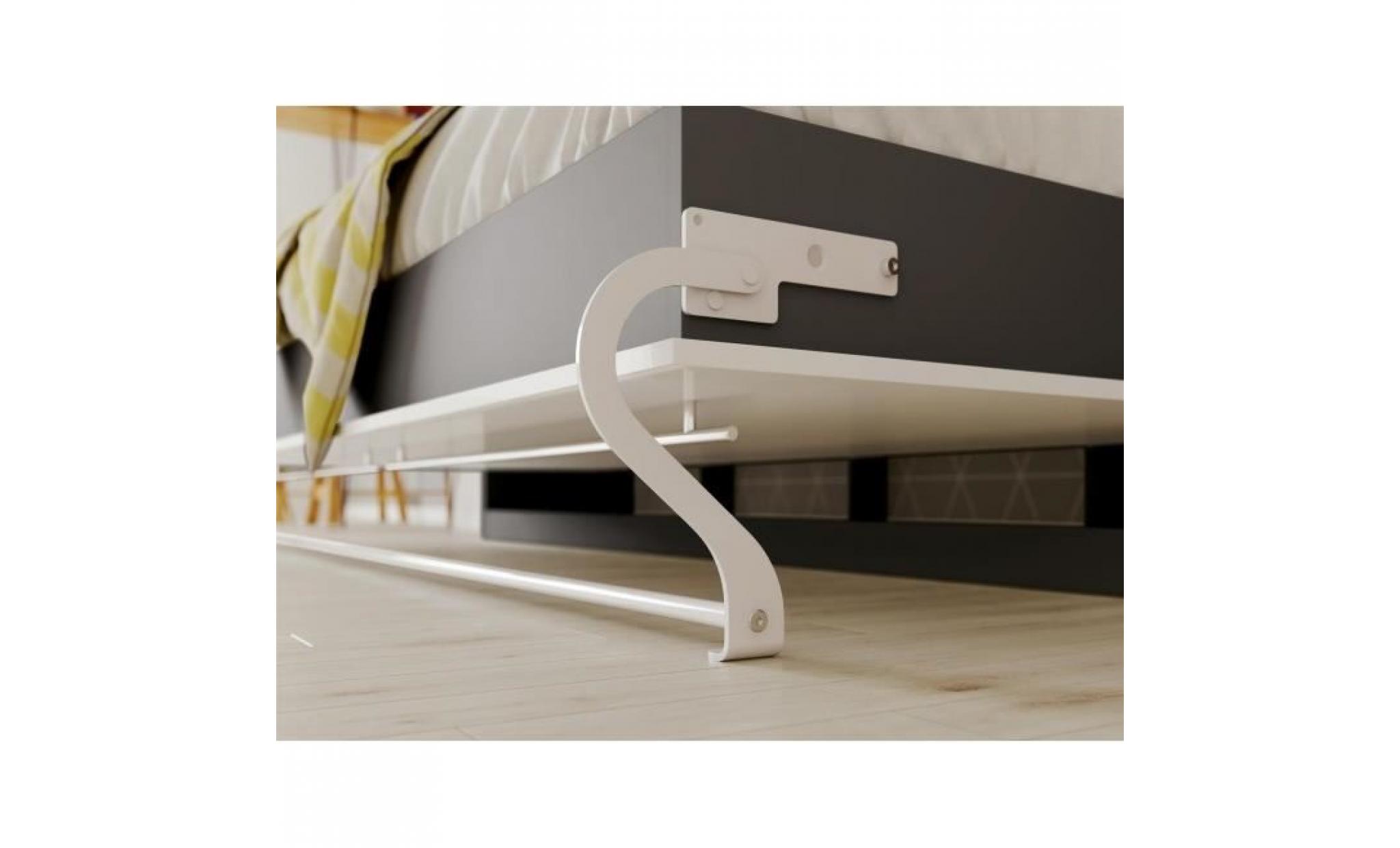 smartbett standard 90x200 horizontal anthracite /blanc avec ressorts à gaz armoire lit escamotable pas cher