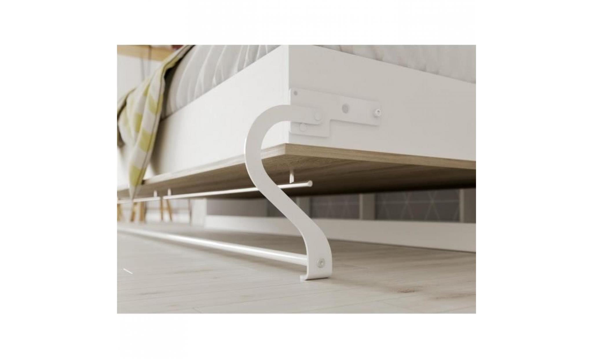 smartbett standard 90x200 horizontal blanc/chêne sonoma avec ressorts à gaz armoire lit escamotable pas cher