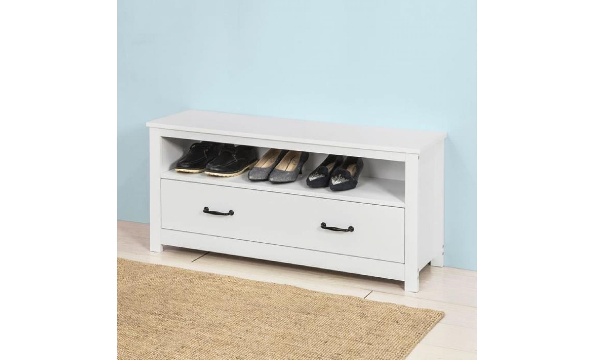 sobuy® fsr48 w banc de rangement meuble d'entrée avec tiroir et étagère  blanc