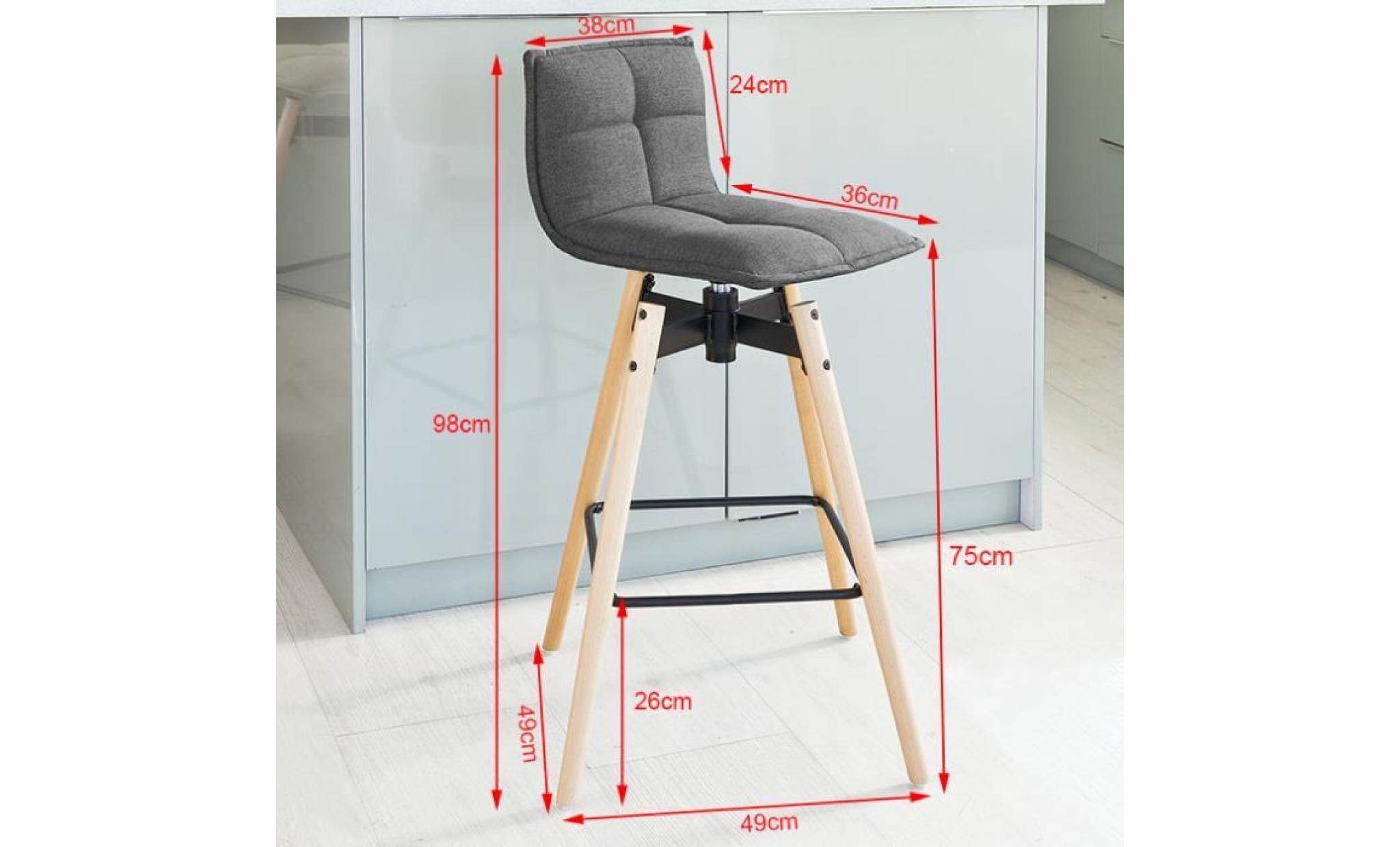 sobuy® fst45 dg tabouret de bar cuisine rotatif à 360° avec dossier et repose pieds fauteuil bistrot haute qualité pas cher
