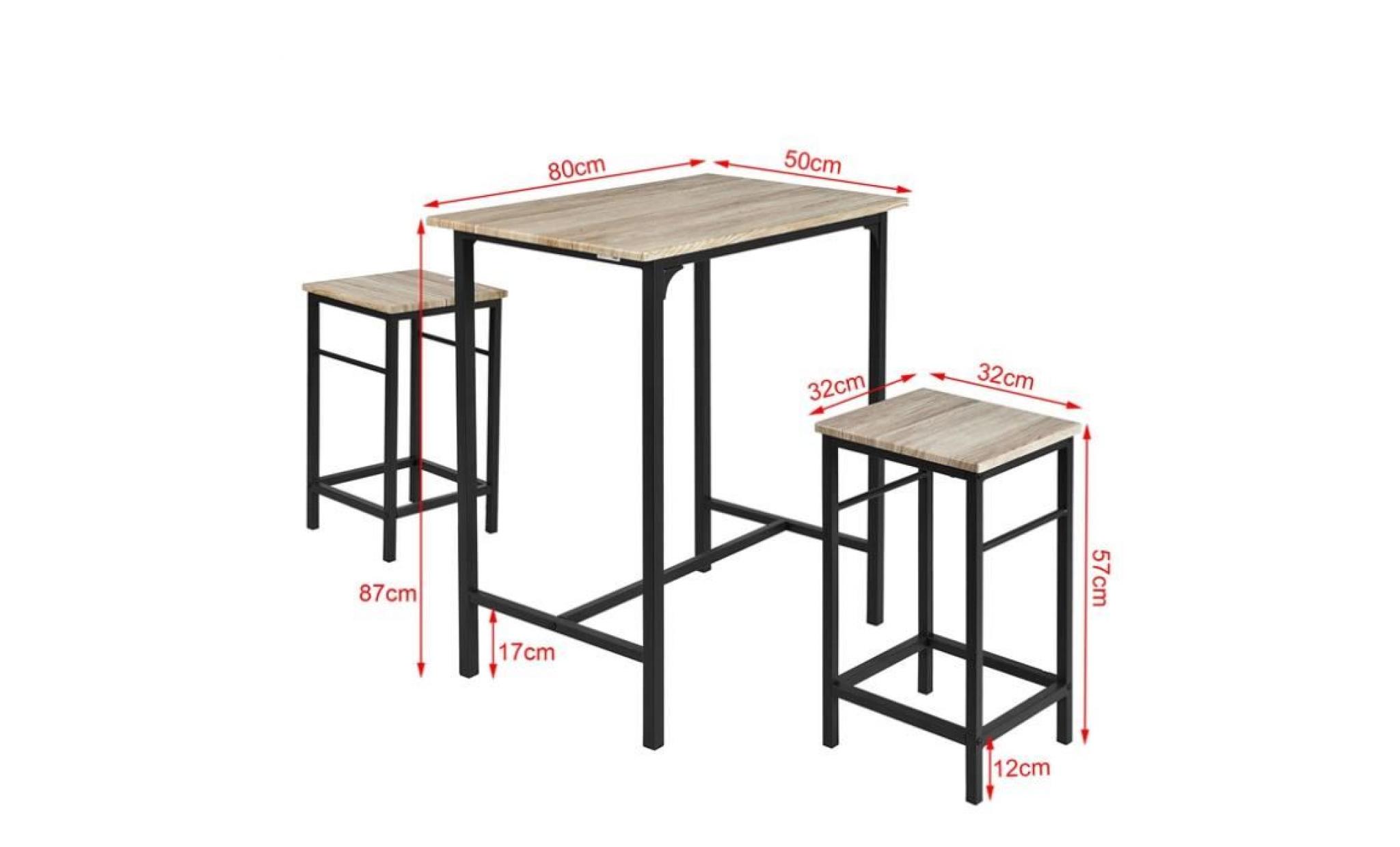 sobuy® ogt10 n ensemble table de bar bistrot + 2 tabourets avec repose pieds table mange debout table haute cuisine pas cher