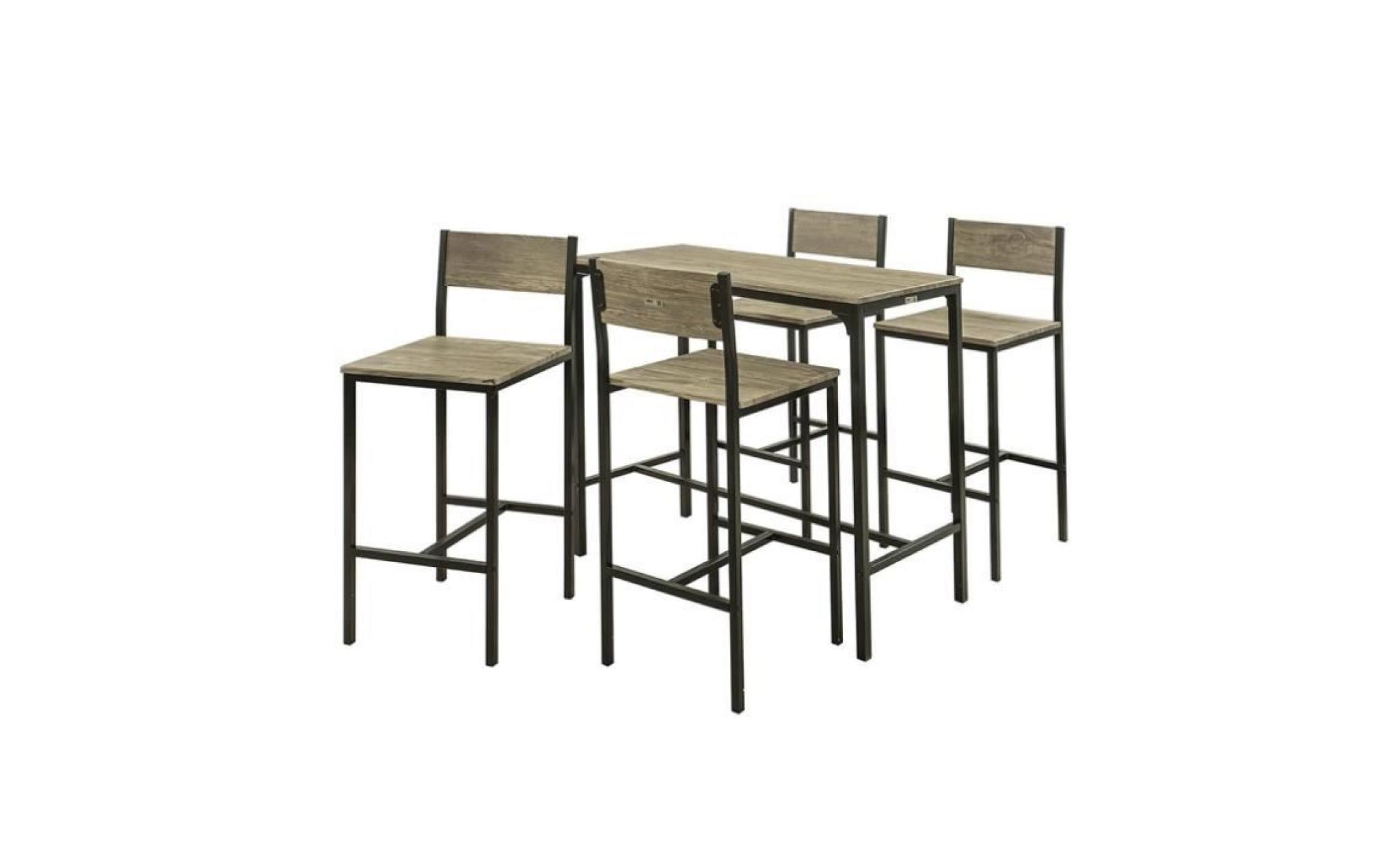 sobuy® ogt14 ensemble table de bar bistrot + 4 chaises avec repose pieds table mange debout table haute cuisine