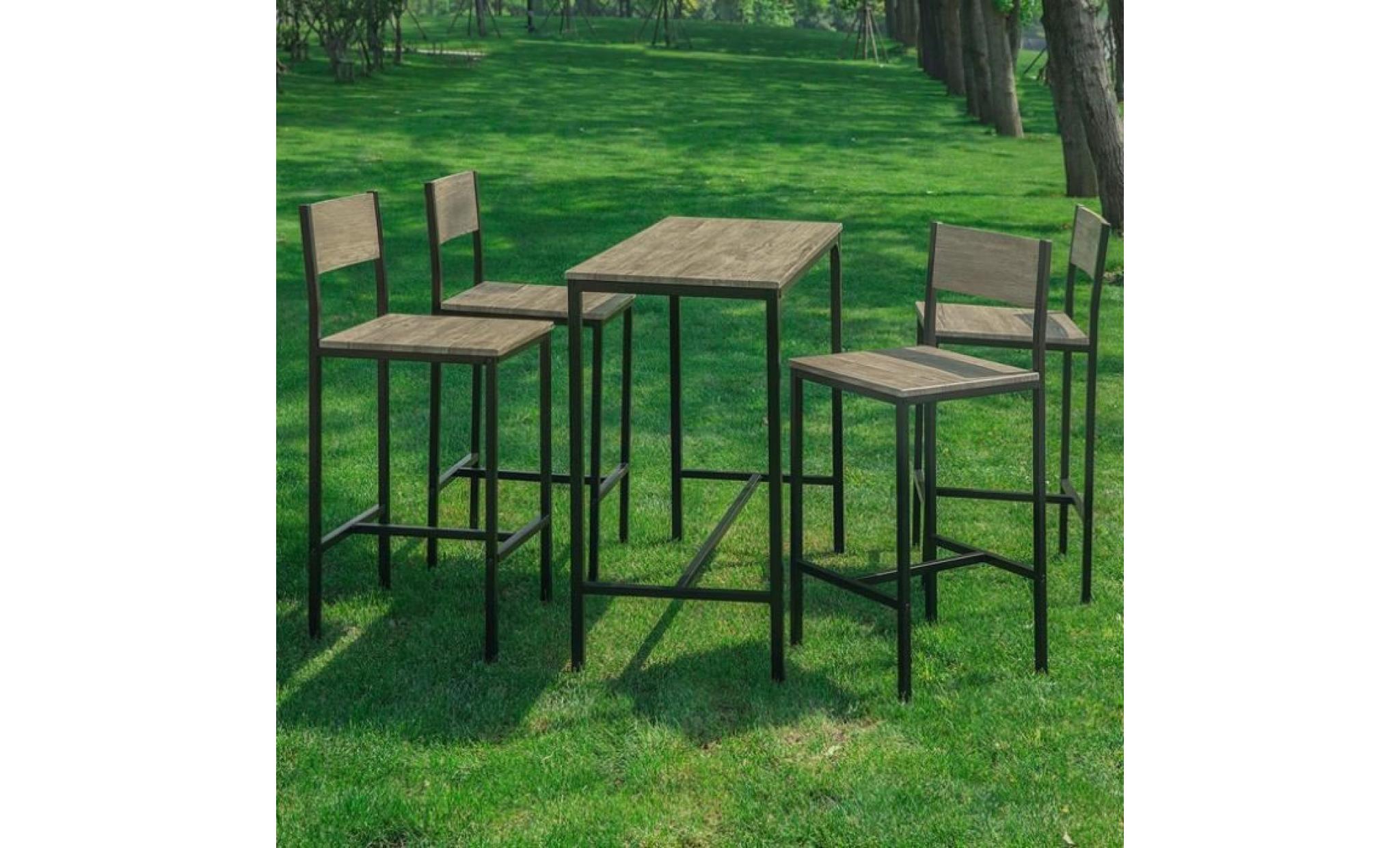 sobuy® ogt14 ensemble table de bar bistrot + 4 chaises avec repose pieds table mange debout table haute cuisine pas cher