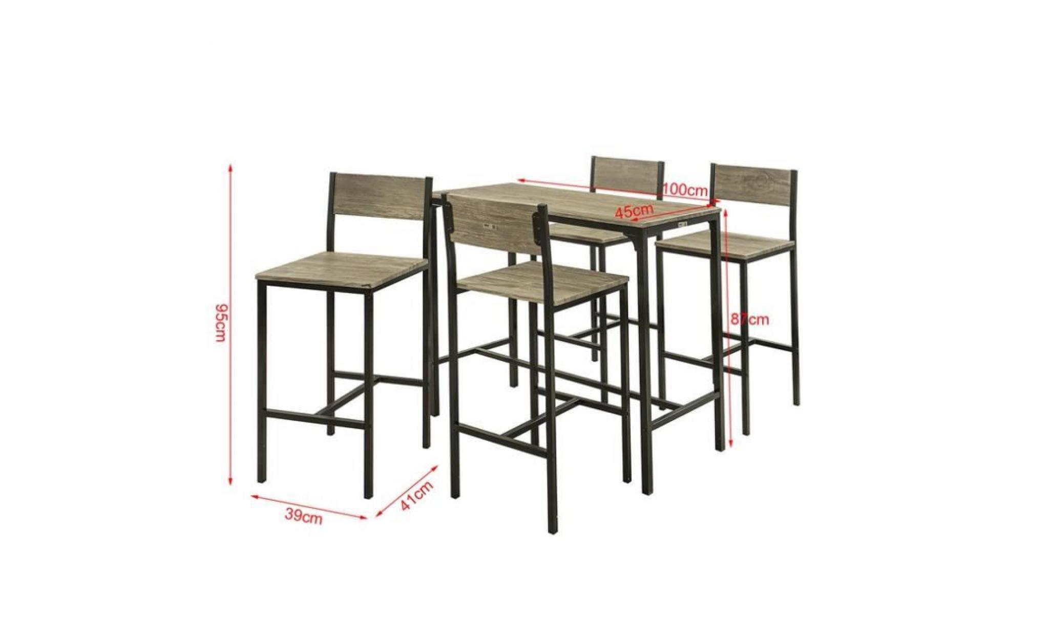 sobuy® ogt14 ensemble table de bar bistrot + 4 chaises avec repose pieds table mange debout table haute cuisine pas cher