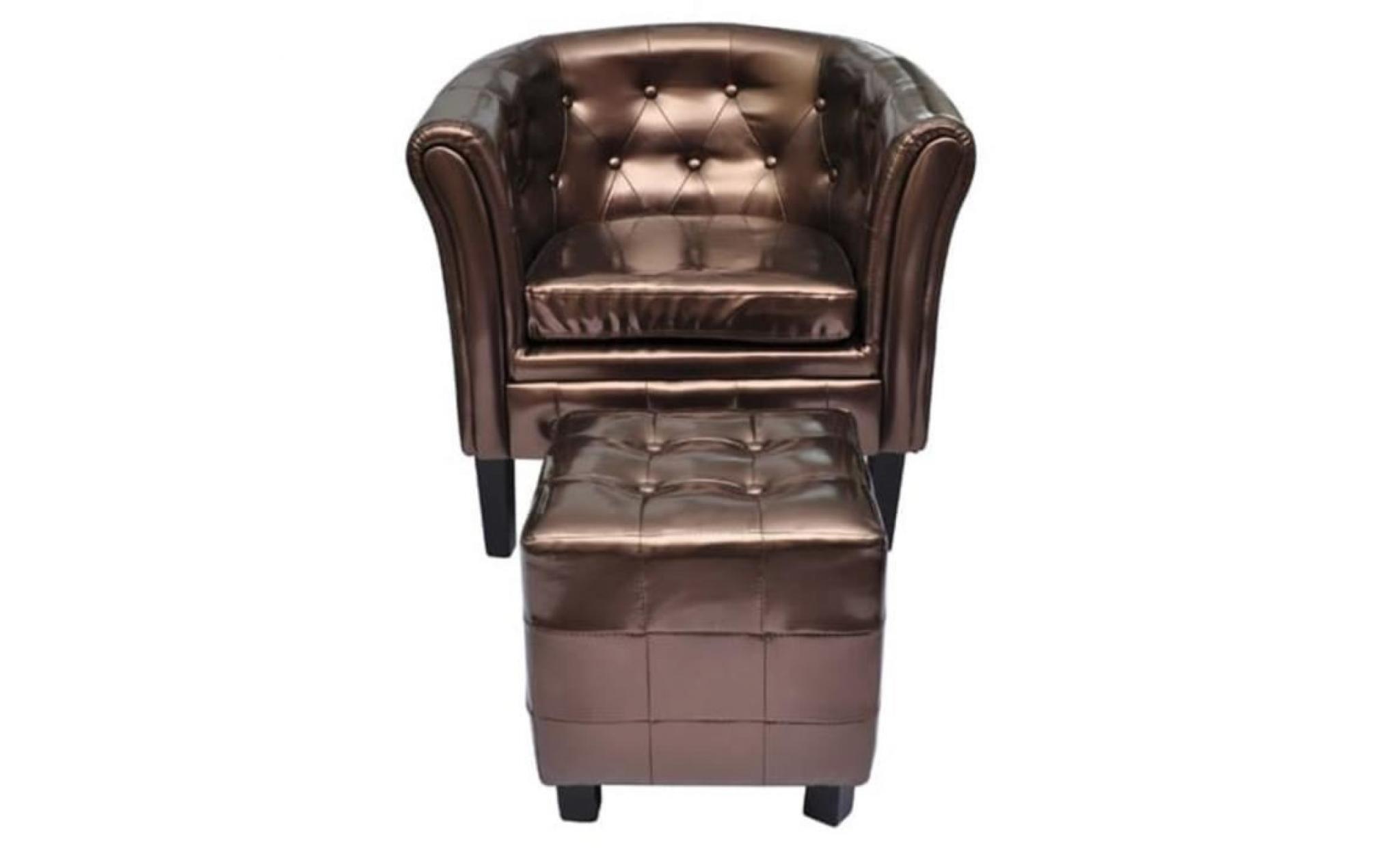 sofa fauteuil cabriolet avec repose pied cuir synthétique marron haut qualité