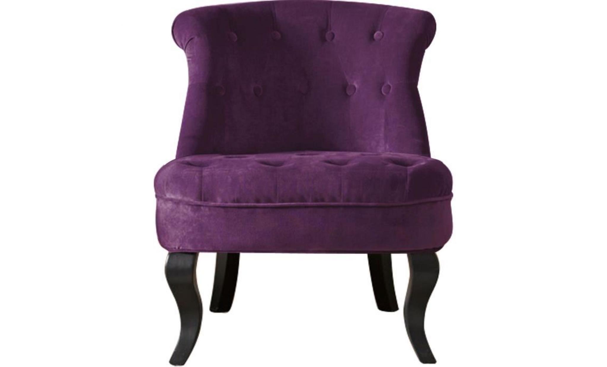 soft fauteuil crapaud   velours capitonné violet   l 64 x p 68 cm pas cher