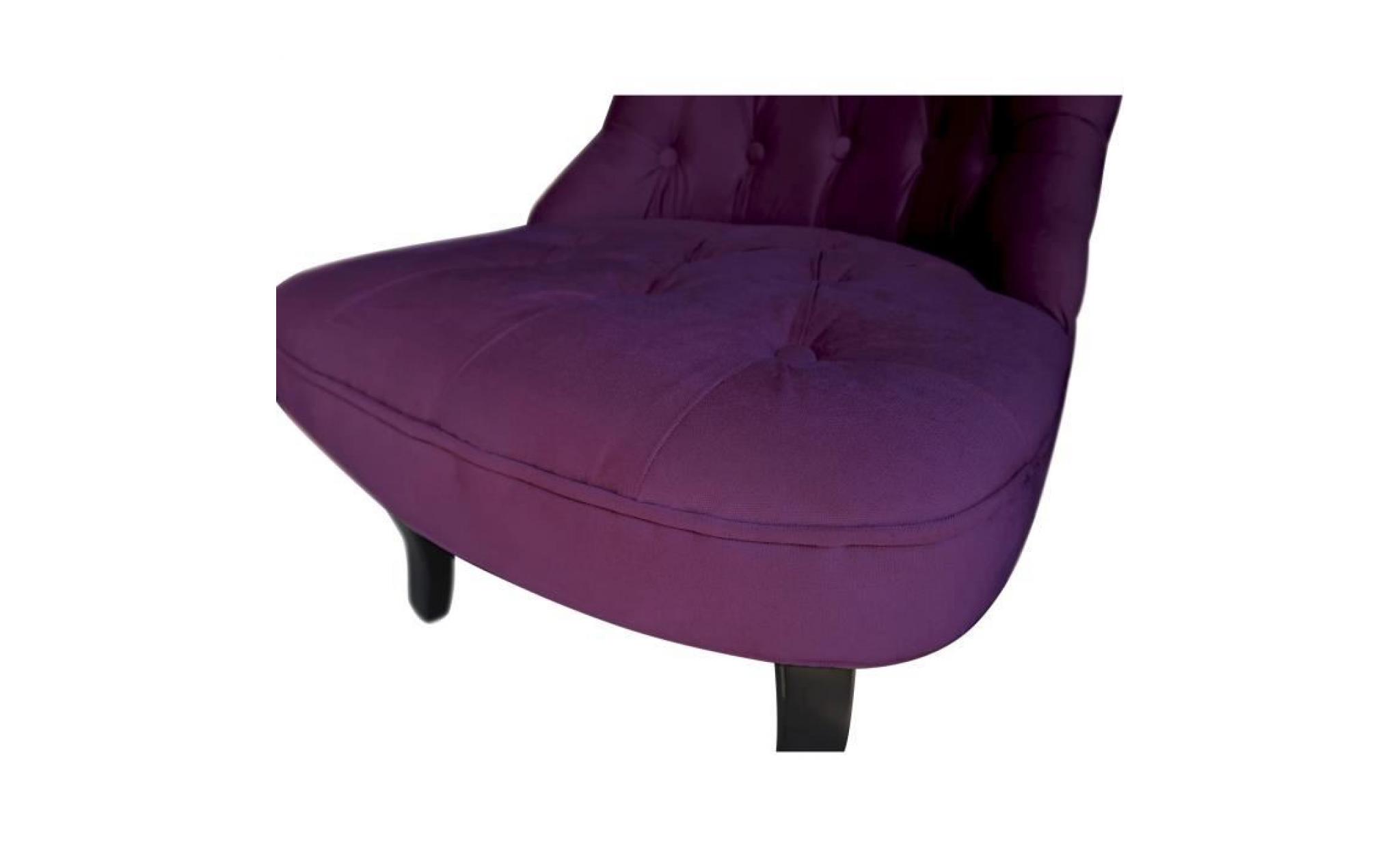 soft fauteuil crapaud   velours capitonné violet   l 64 x p 68 cm pas cher
