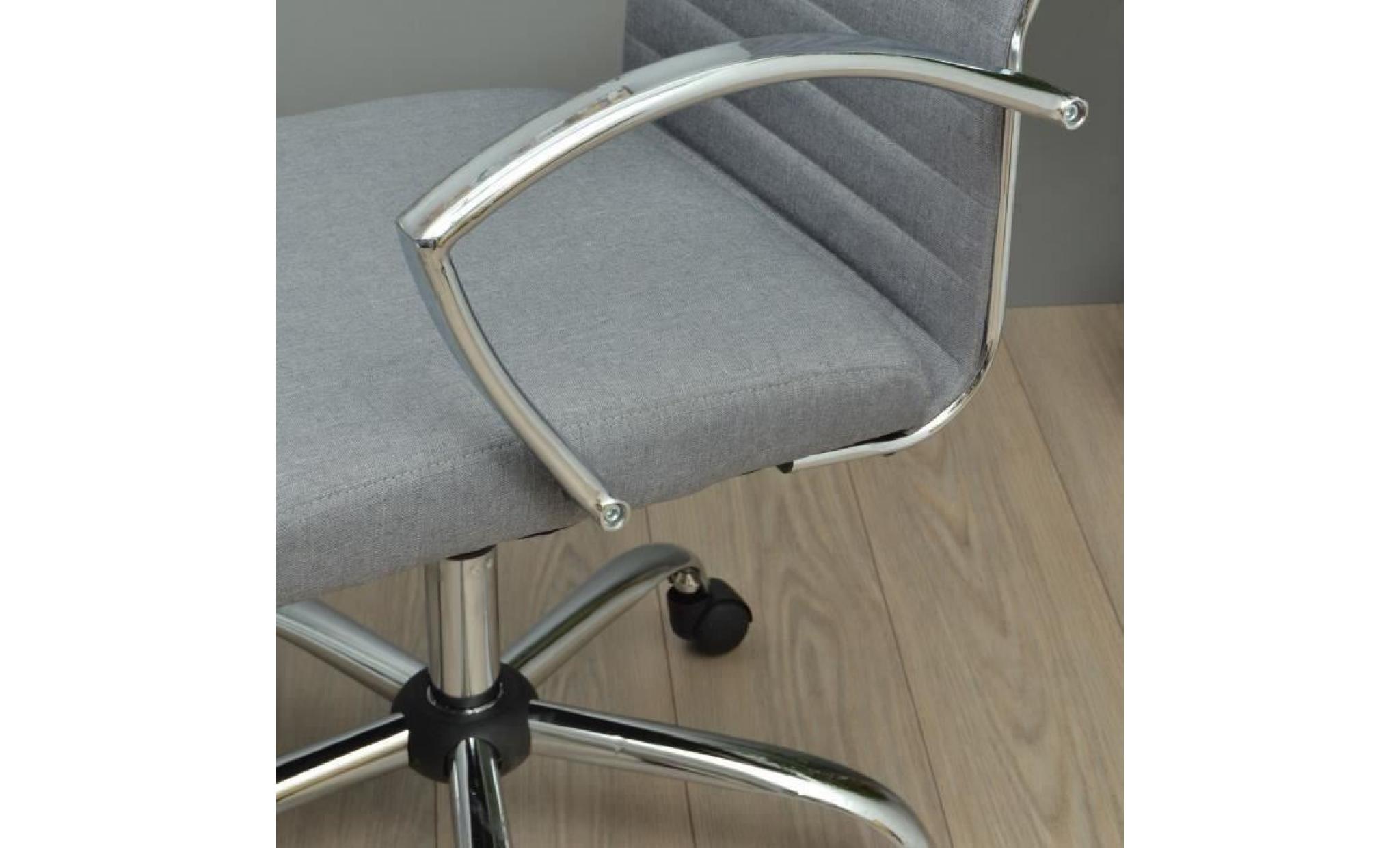 solera fauteuil de bureau   tissu gris   style contemporain   l 57 x p 60 cm pas cher