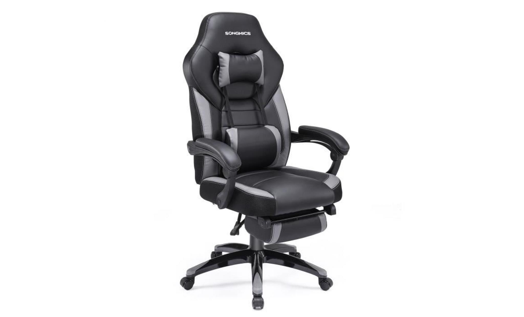 songmics chaise de bureau ergonomique 124 131 cm fauteuil de bureau avec repose pieds appui tête et support lombaire obg77bg