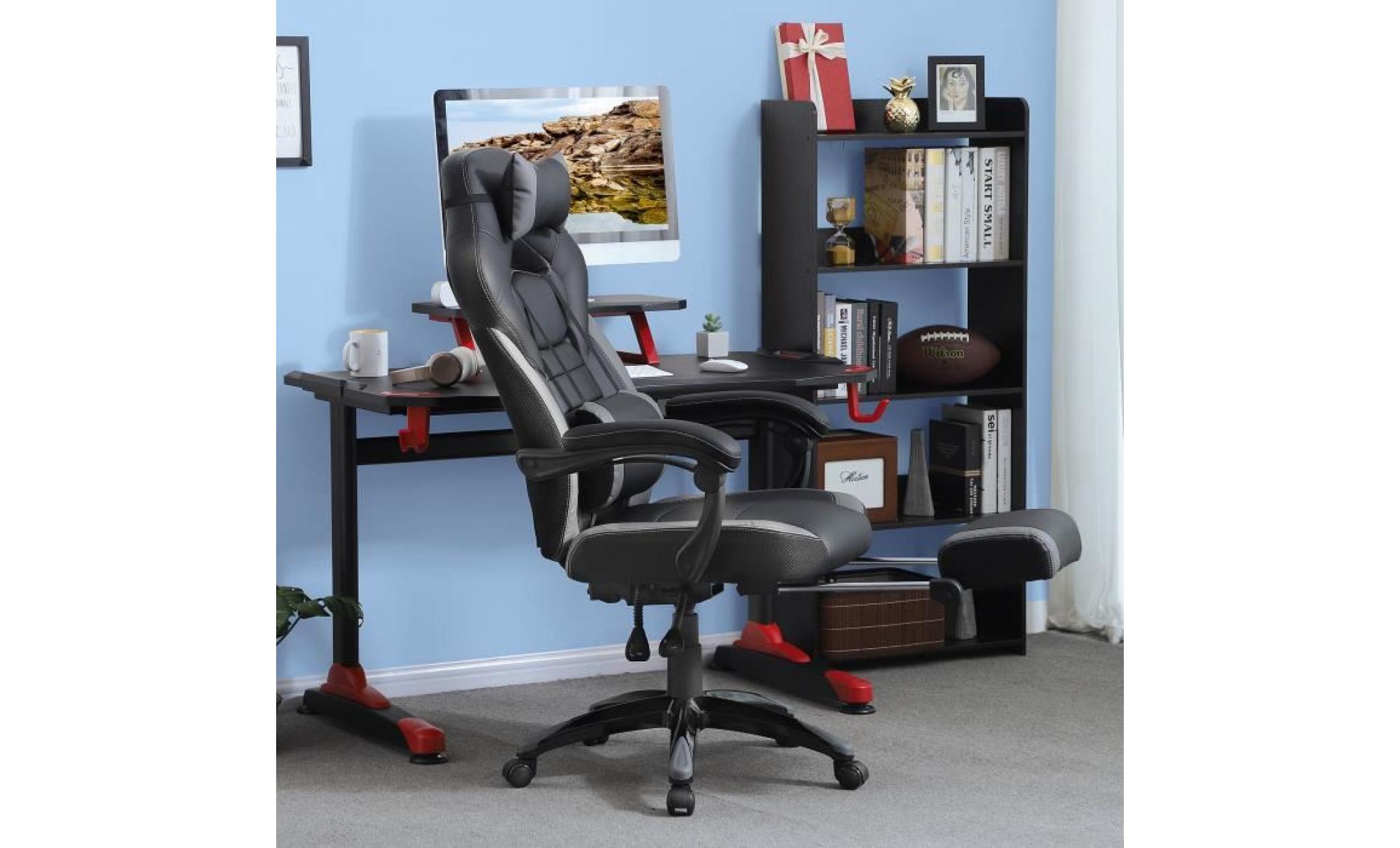songmics chaise de bureau ergonomique 124 131 cm fauteuil de bureau avec repose pieds appui tête et support lombaire obg77bg pas cher
