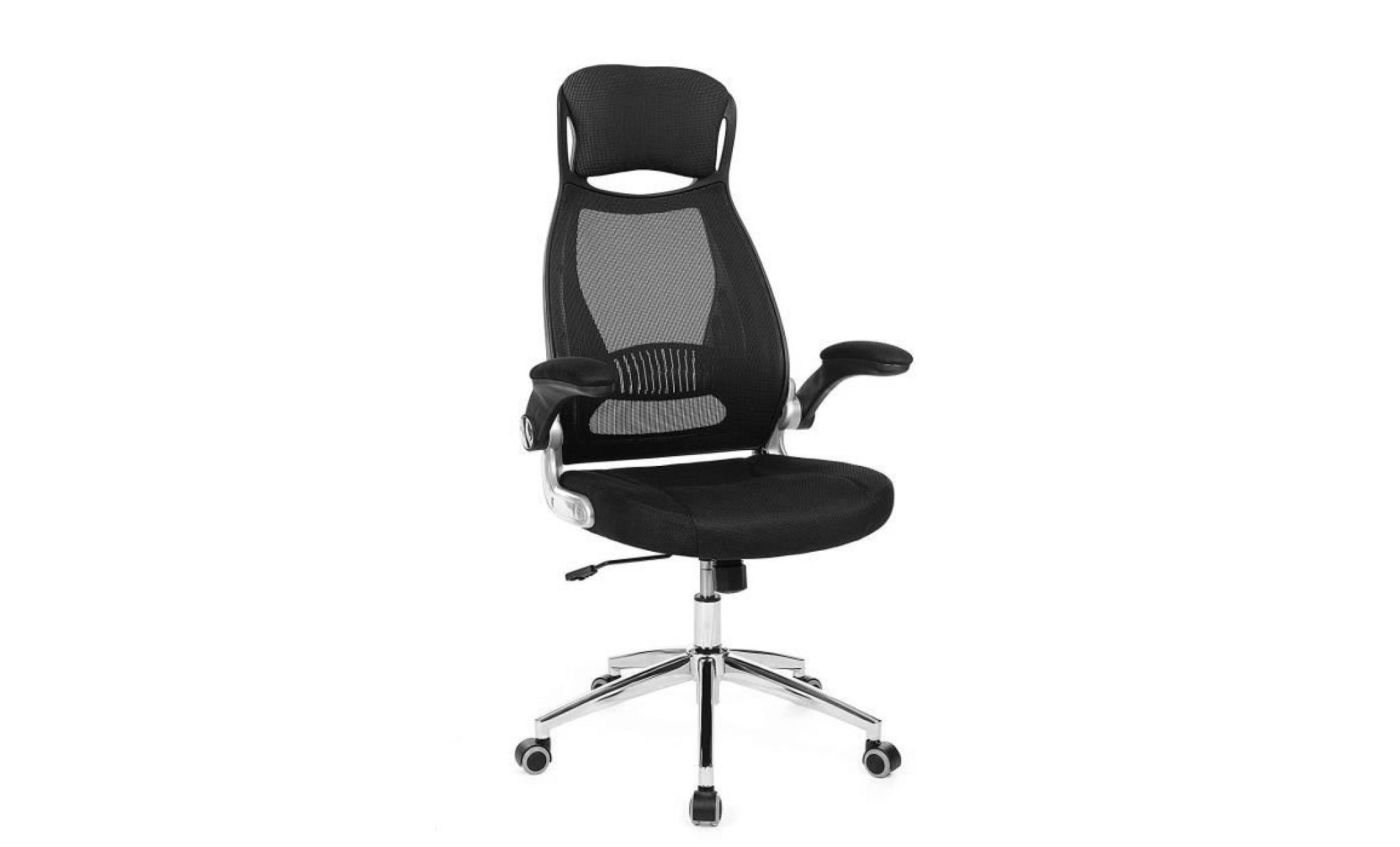 songmics fauteuil de bureau pivotant hauteur réglable 117 126,5 cm chaise siège accoudoirs réglables obn86bk