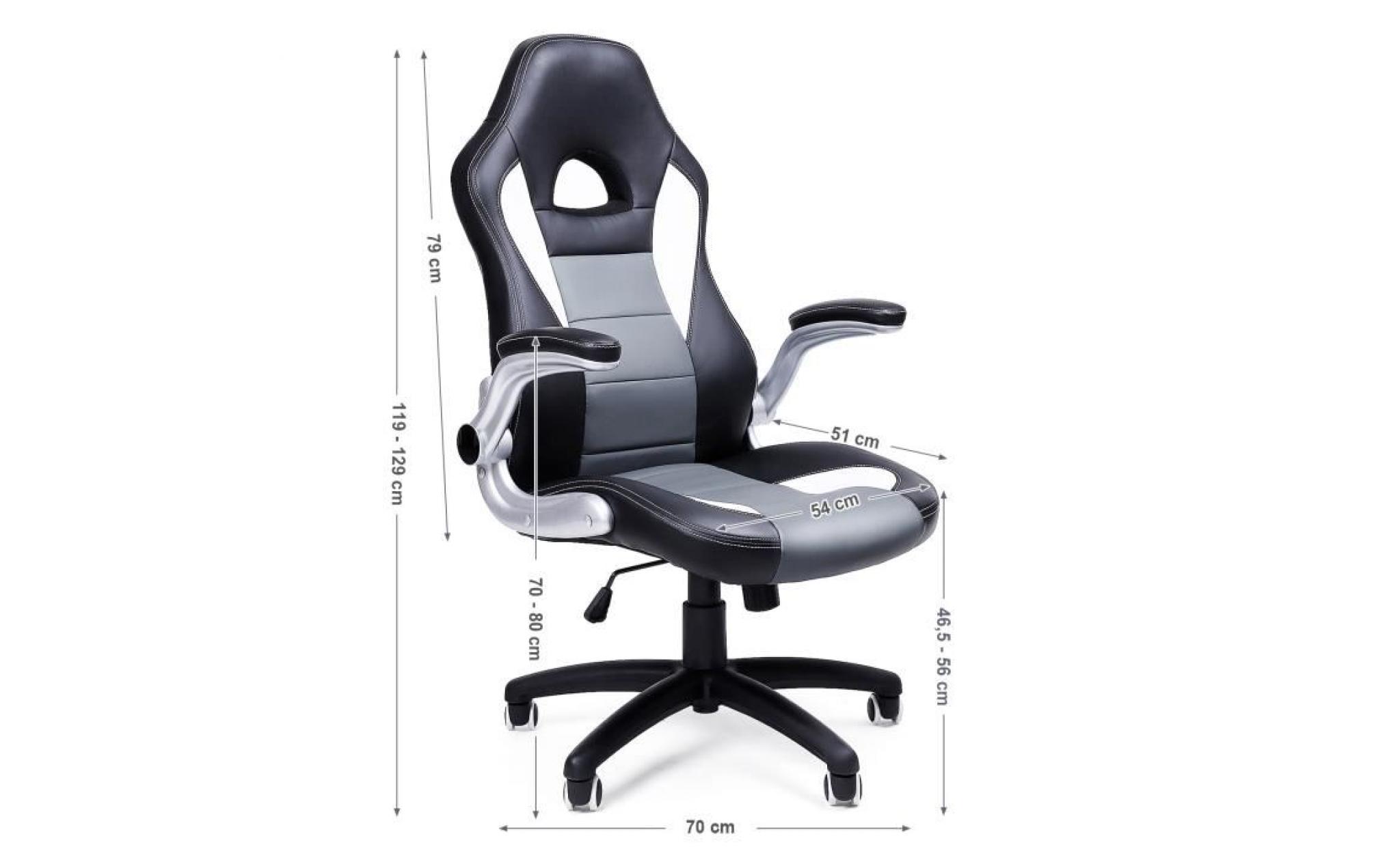 songmics chaise de bureau confortable fauteuil de bureau hauteur réglable 119 129 cm siège pu accoudoirs réglables obg28g pas cher