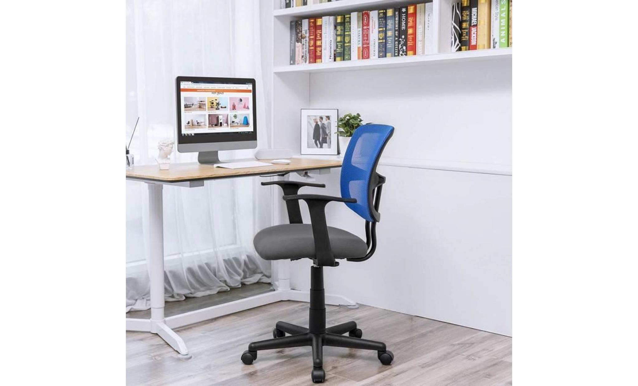 songmics chaise de bureau 105,5 115,5 cm fauteuil ergonomique en maille respirant avec accoudoirs réglables 3d obn64bg pas cher