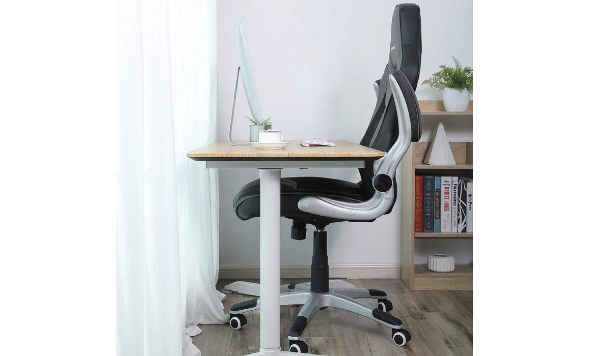 songmics chaise de bureau pivotant ergonomique 115 125 cm avec accoudoirs pliables piètement en étoile en nylon noir gris obg63bg pas cher