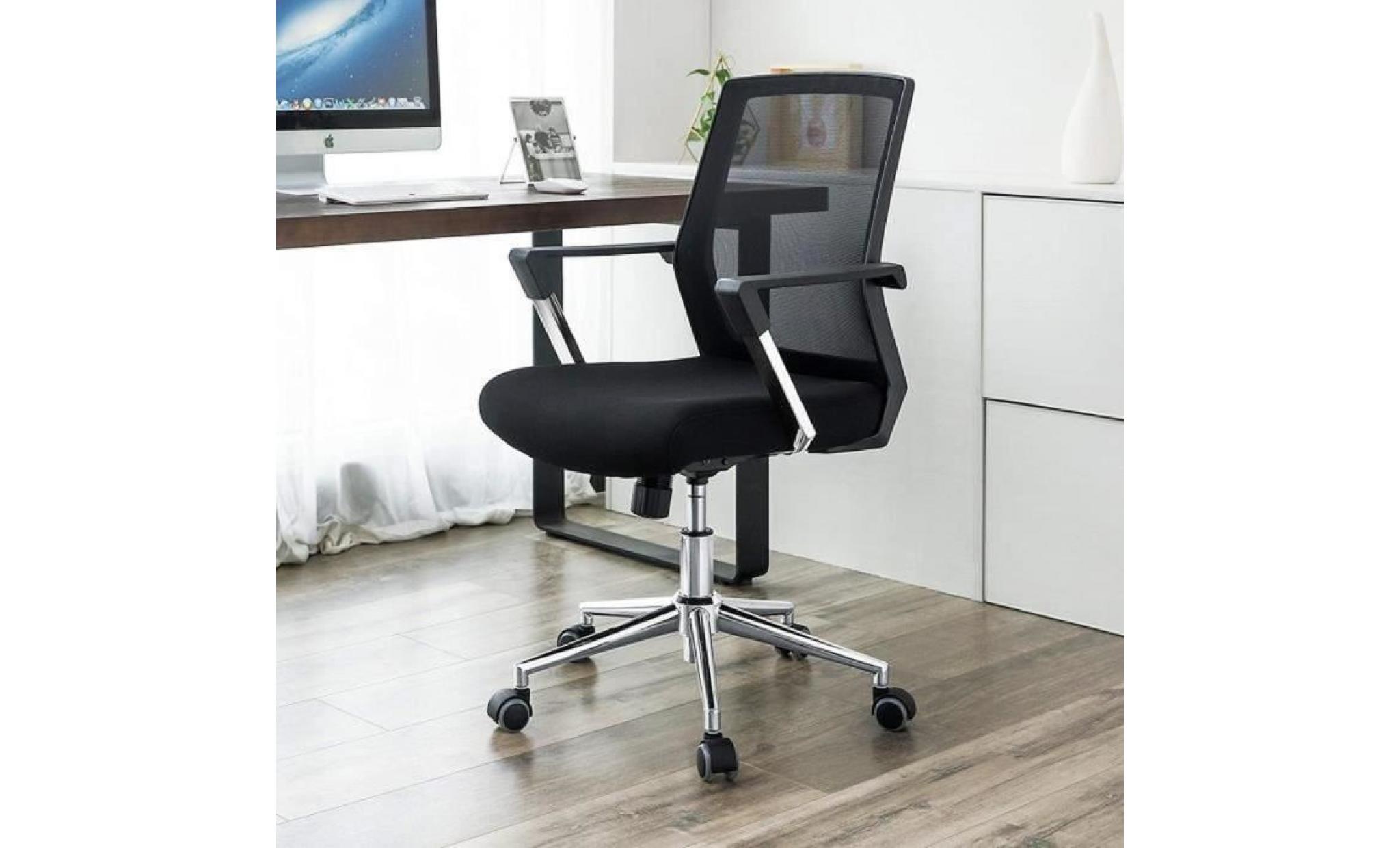 songmics chaise de bureau hauteur réglable 92 101,5 cm siège pivotant mécanisme basculant noir obn83b
