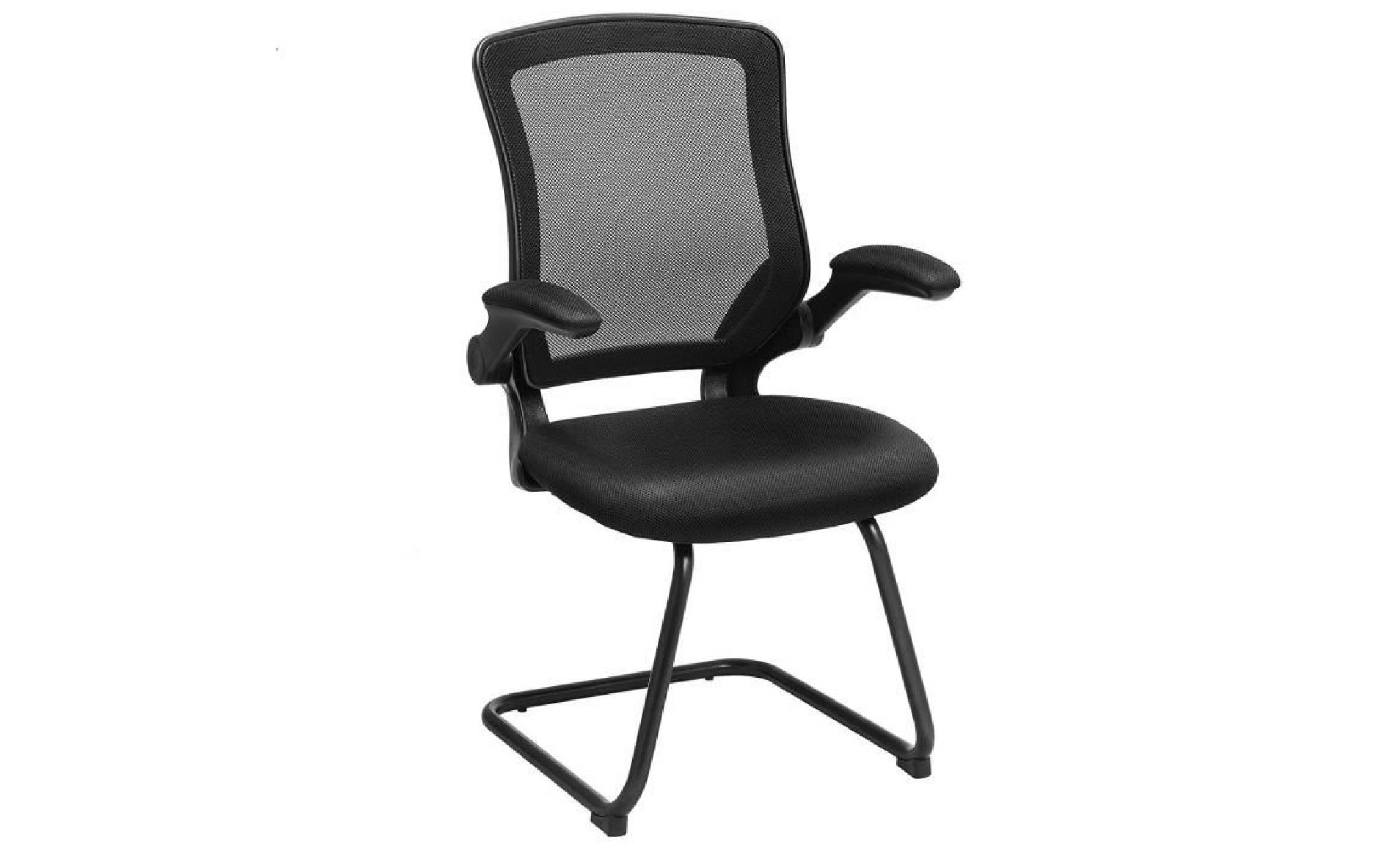 songmics fauteuil de bureau en maille hauteur 99 cm chaise de bureau accoudoirs pliables charge max.150 kg noir obn35bk